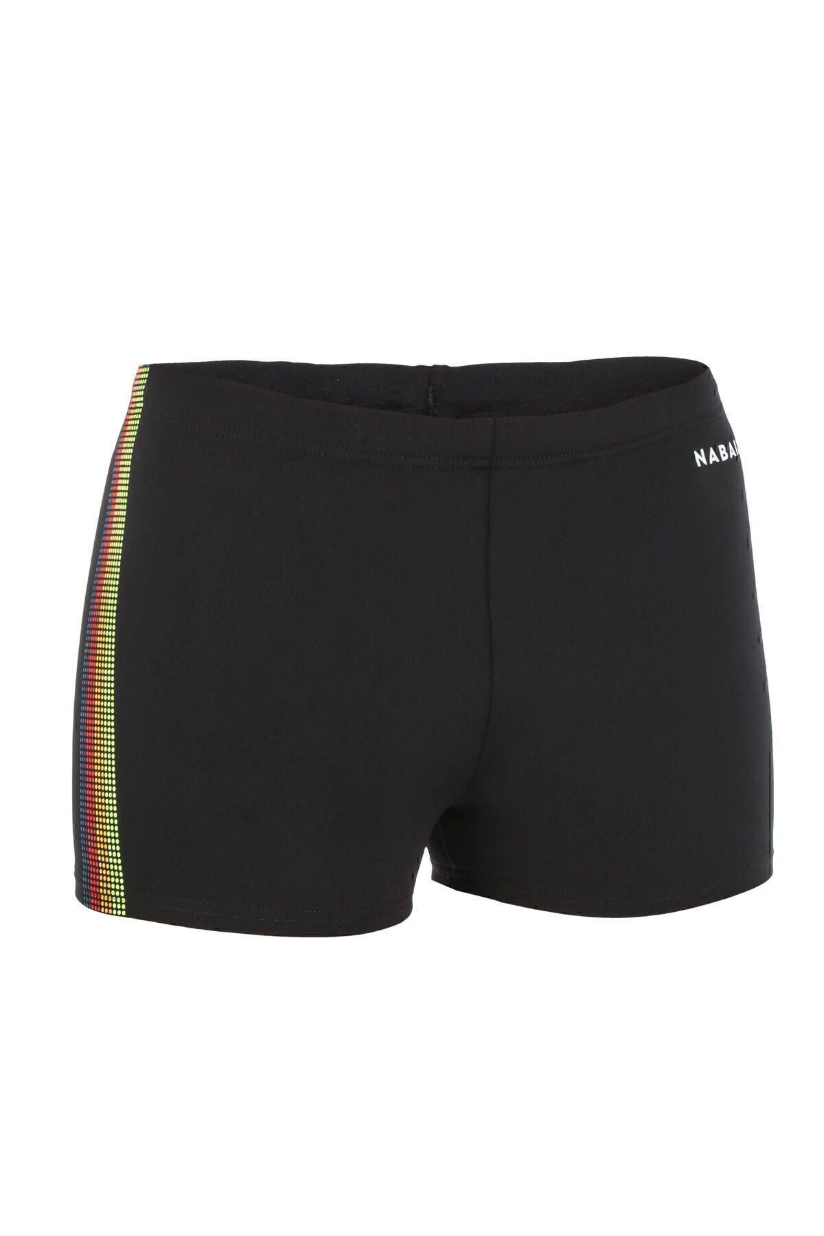 Nabaiji Kids Boxer Swimwear - Black / Neon Yellow - Fitib