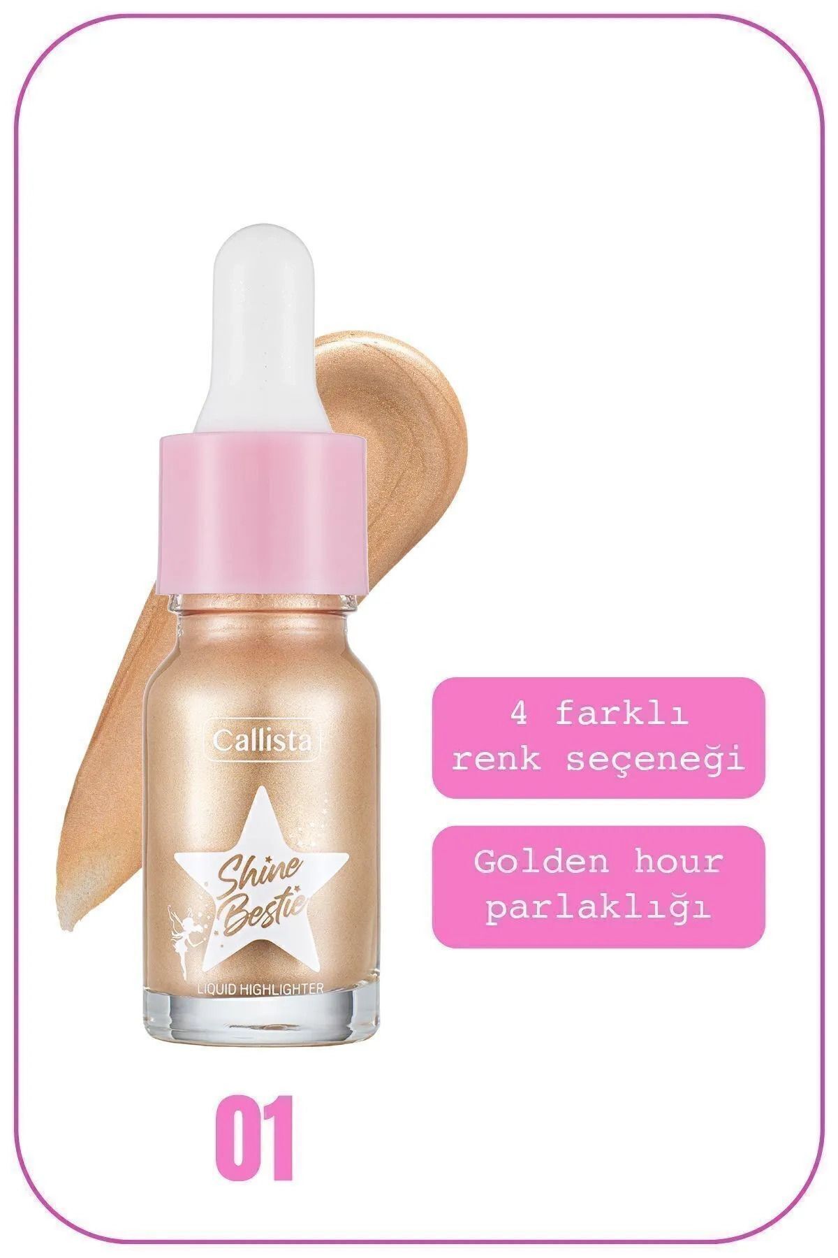 Shine Bestie Highlighter Işıltılı Likit Aydınlatıcı - 01 Glam Pixie — بژ HGL SHINE BESTIE — تصویر 4 از 4