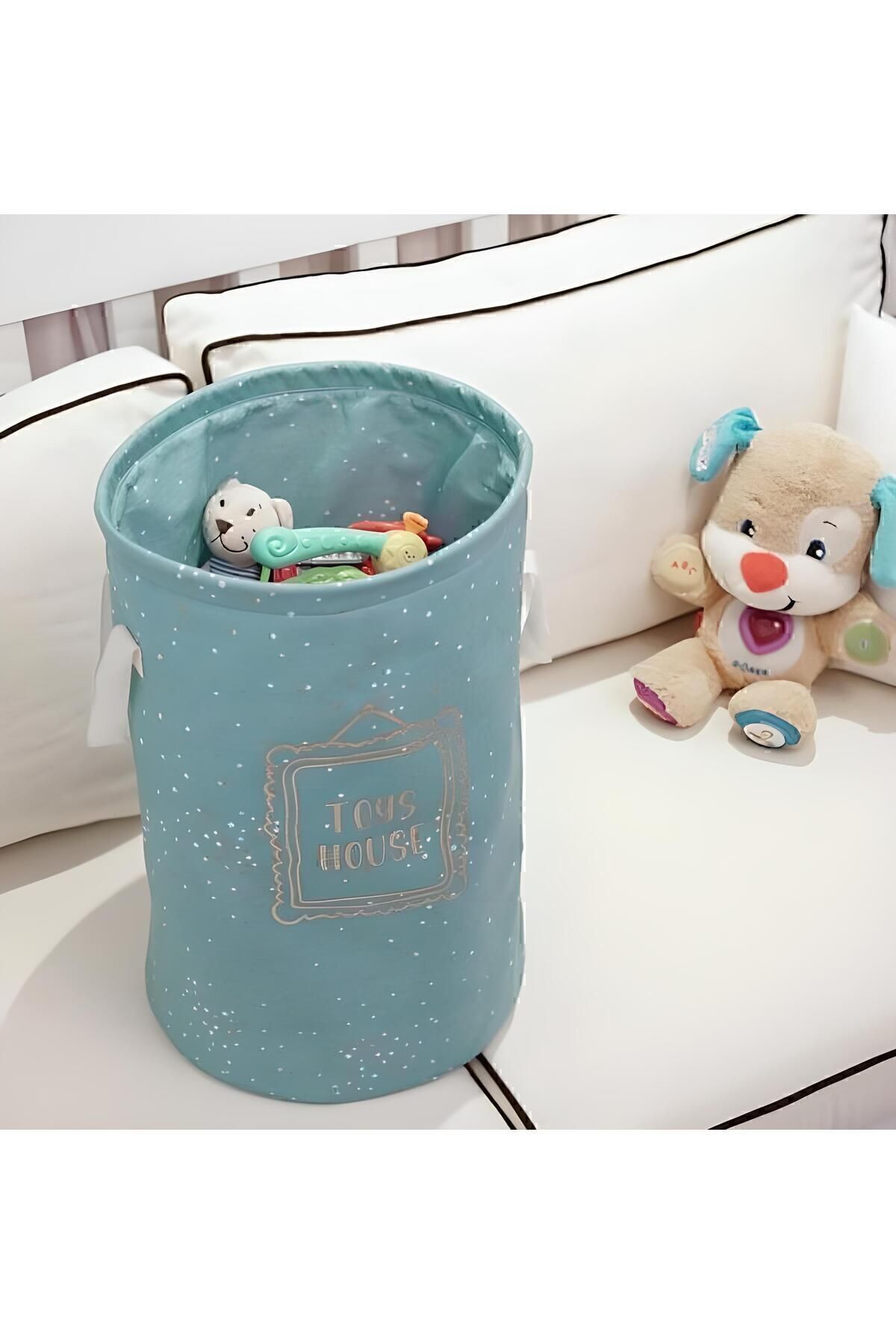 Baby Yuvarlak Oyuncak Sepeti , Kirli Çamaşır Sepeti Mavi