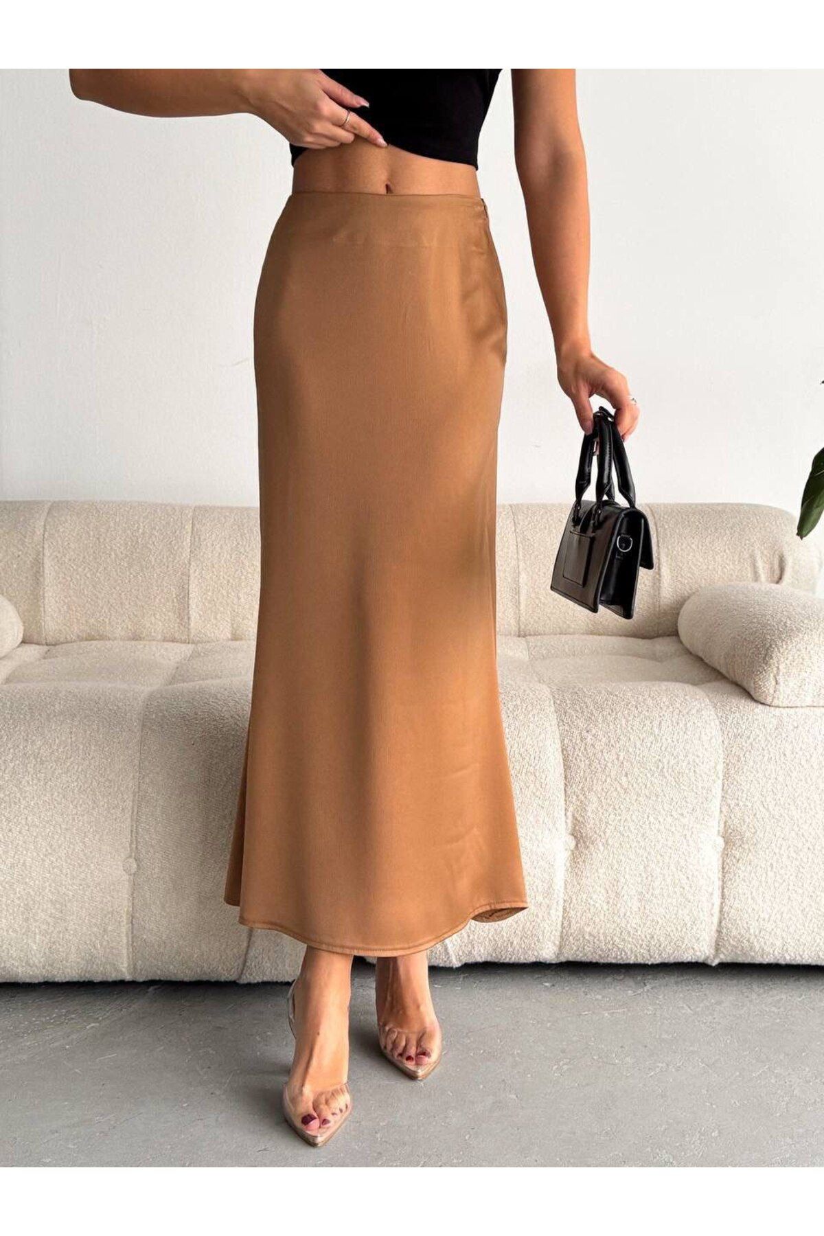 Women's Satin Fabric Long Skirt
