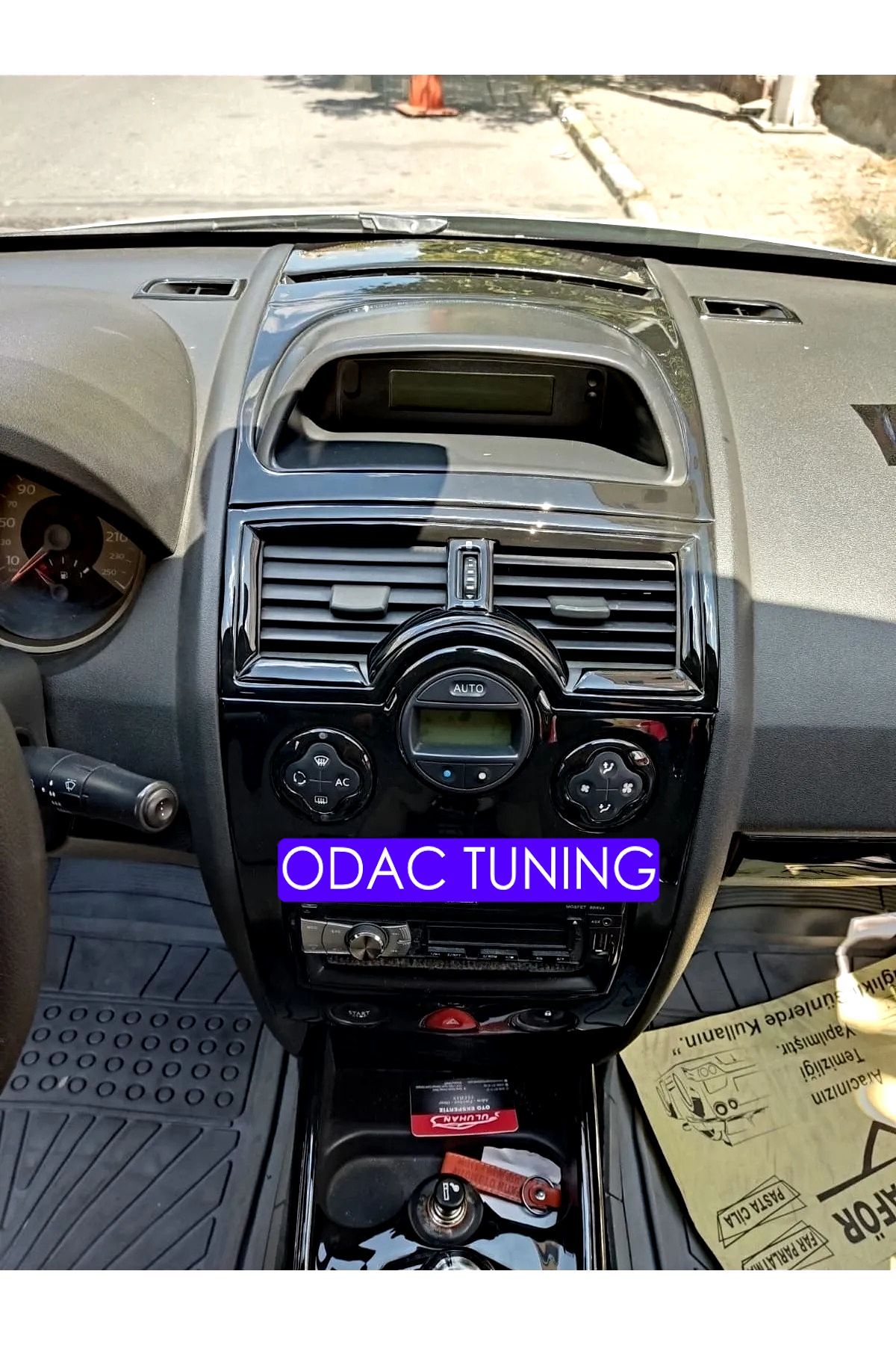 ODAC TUNING-Renault Megane 2 - Super Full Set Piano Black Mahogany Torpedo Console Trim Coating Set 3