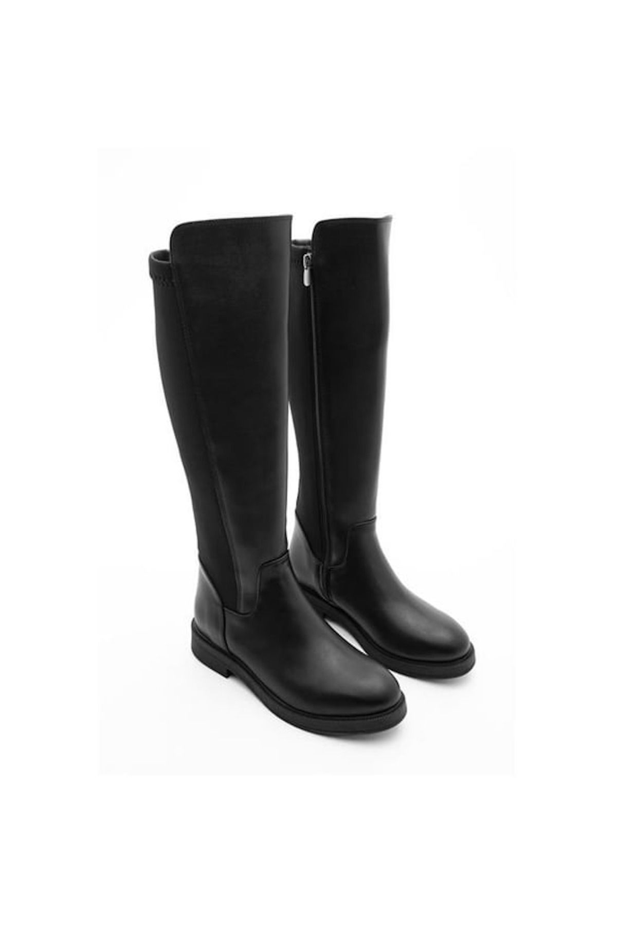 Imagine-Lofty Leather Look Zippered Back Flexible Stretch Below Knee Long Boots 7