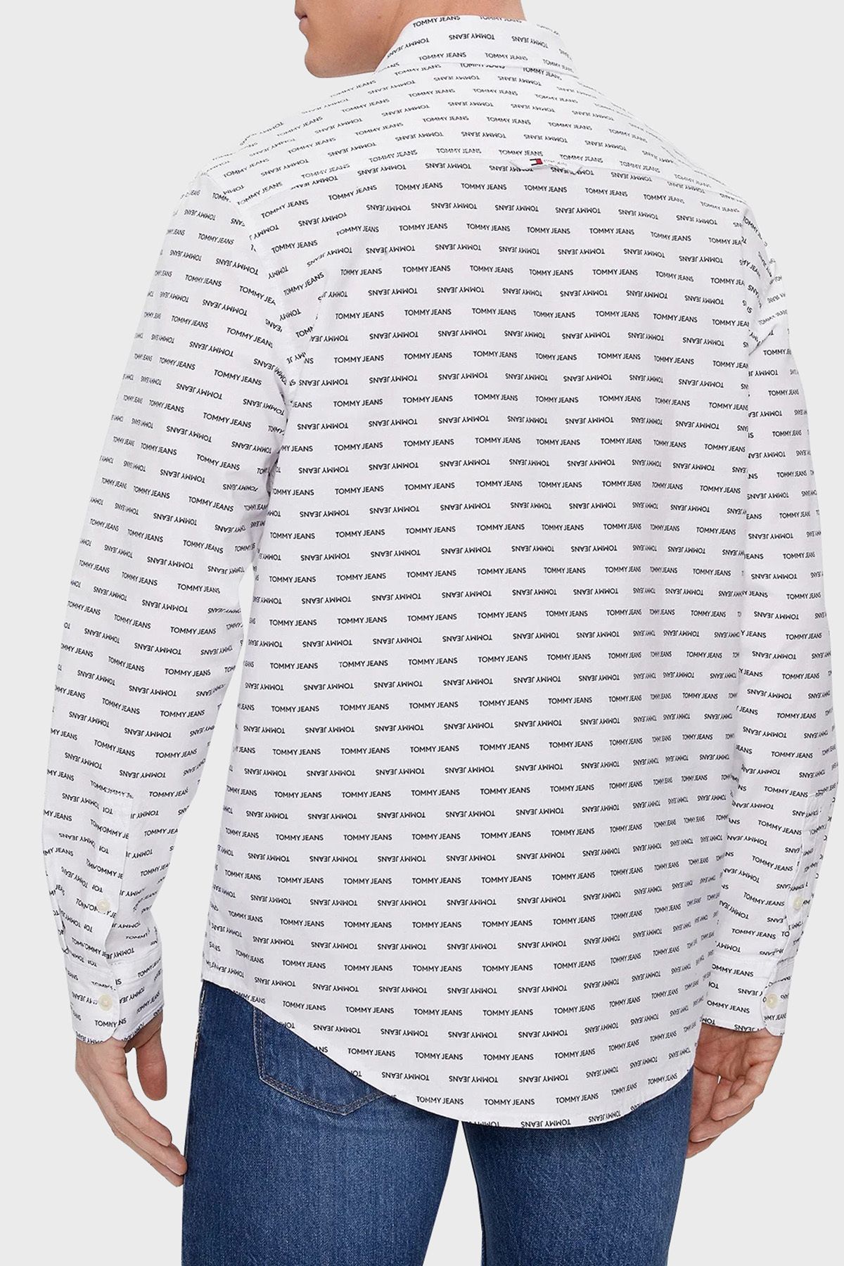 پیراهن / بلوز دکمه دار سفید مردانه مناسب پنبه DM0DM18337 YBR Tommy Jeans
