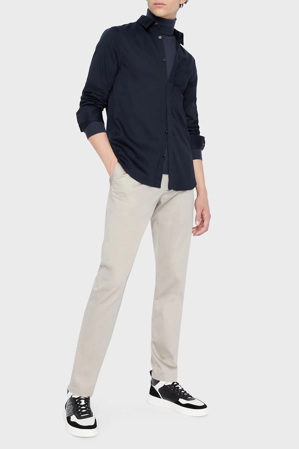 پیراهن / بلوز دکمه دار آبی مردانه باریک و 8NZCBD ZN10Z 1510 Armani Exchange