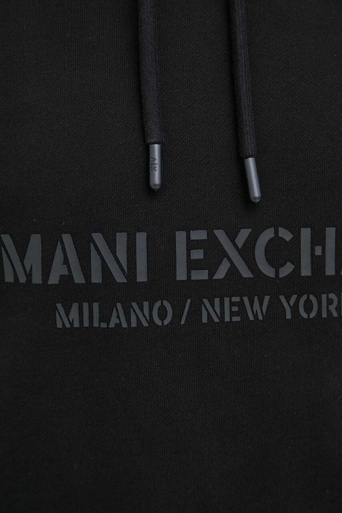 سویشرت مشکی مردانه نیش پنبه لوگوی معمولی عرق مناسب 6rzmle zj4xz 1200 Armani Exchange