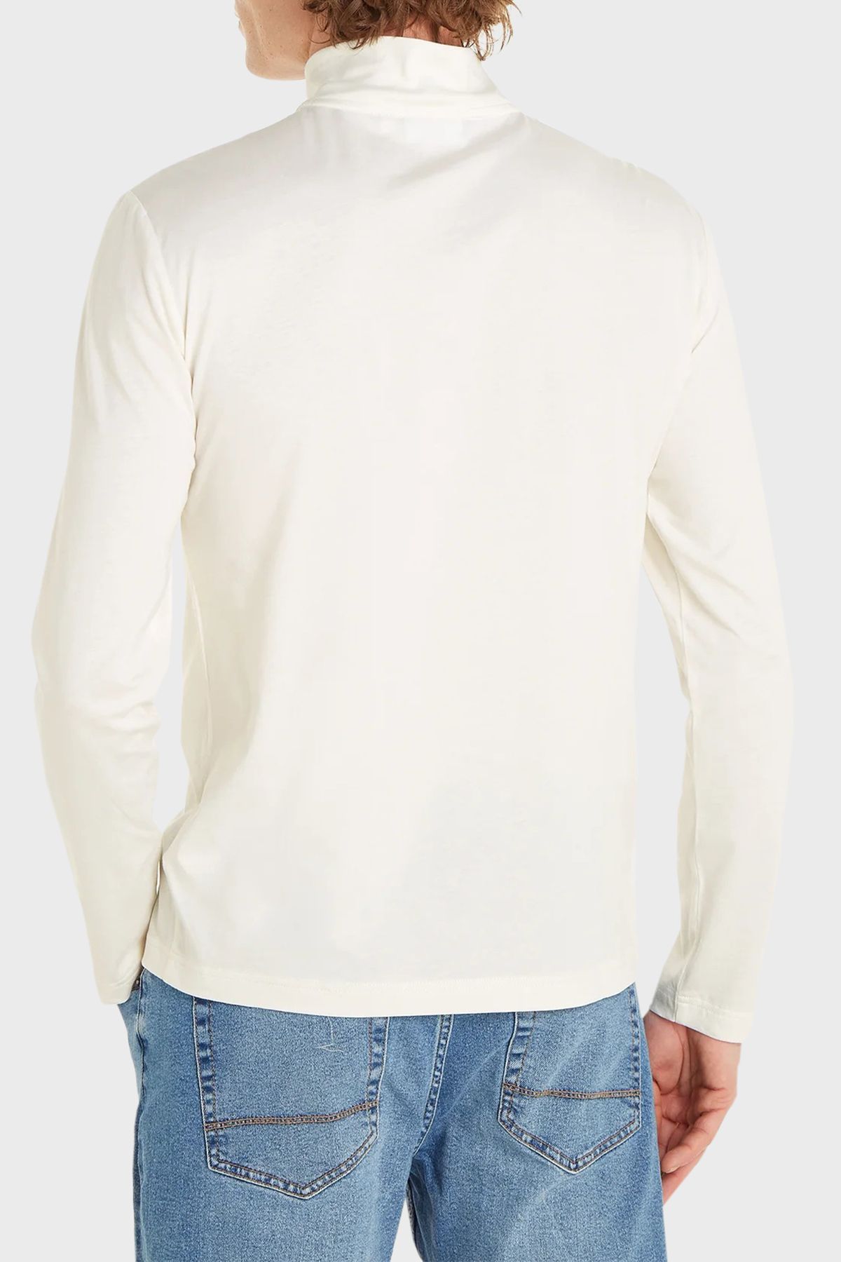 سویشرت سفید مردانه یقه Zippered Upright 100 ٪ پنبه معمولی عرق مناسب Calvin Klein