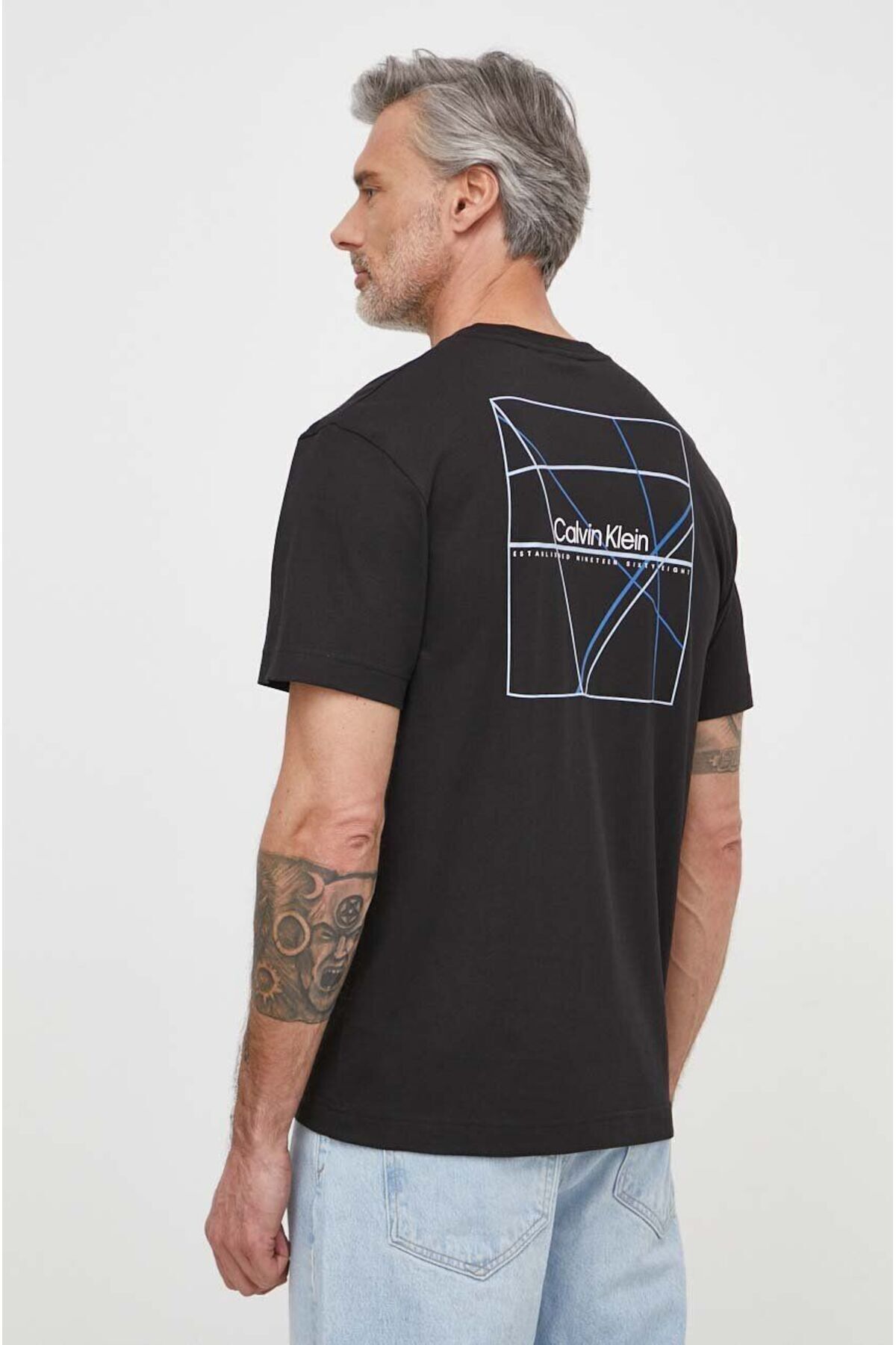 تی شرت مشکی مردانه آستین کوتاه پنبه پیراهن سیاه K10K112486 beh Calvin Klein