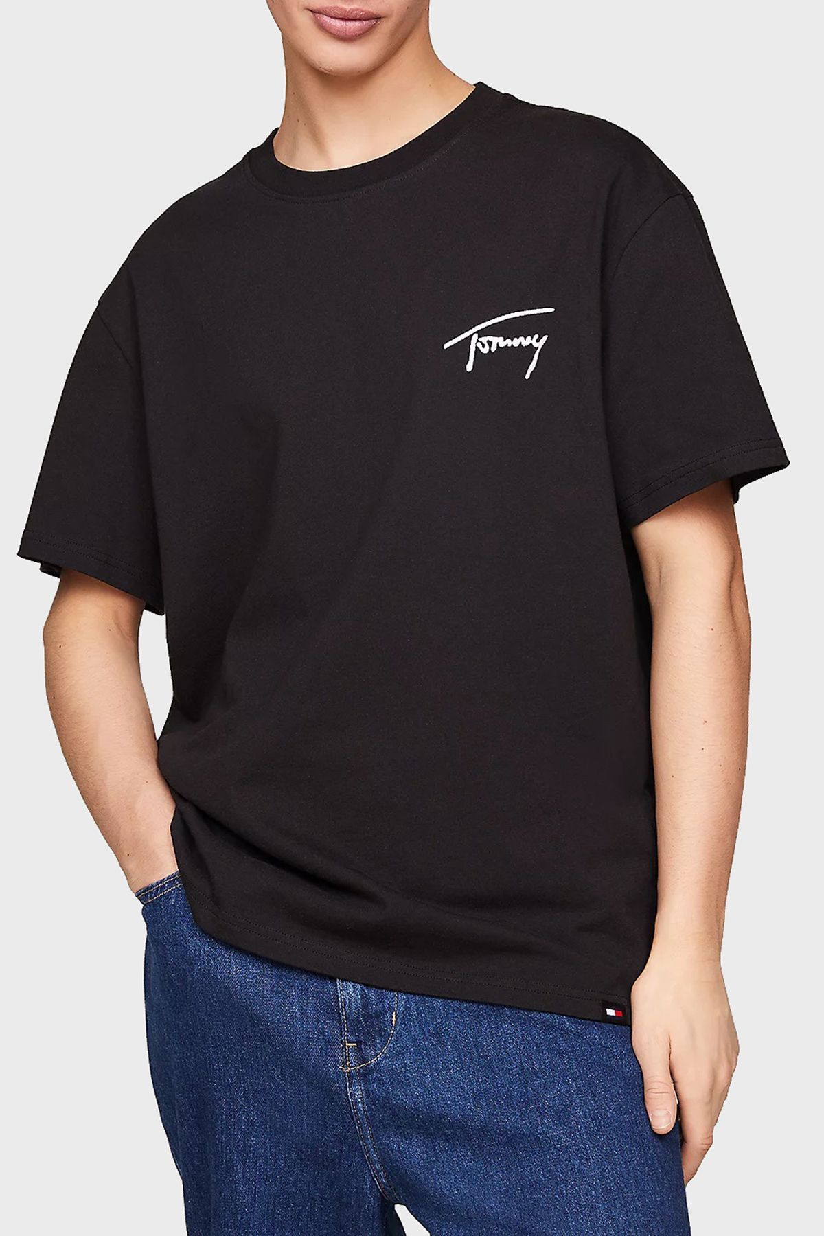 تی شرت مشکی مردانه پیراهن مناسب پنبه ای DM0DM17994 BDS Tommy Jeans