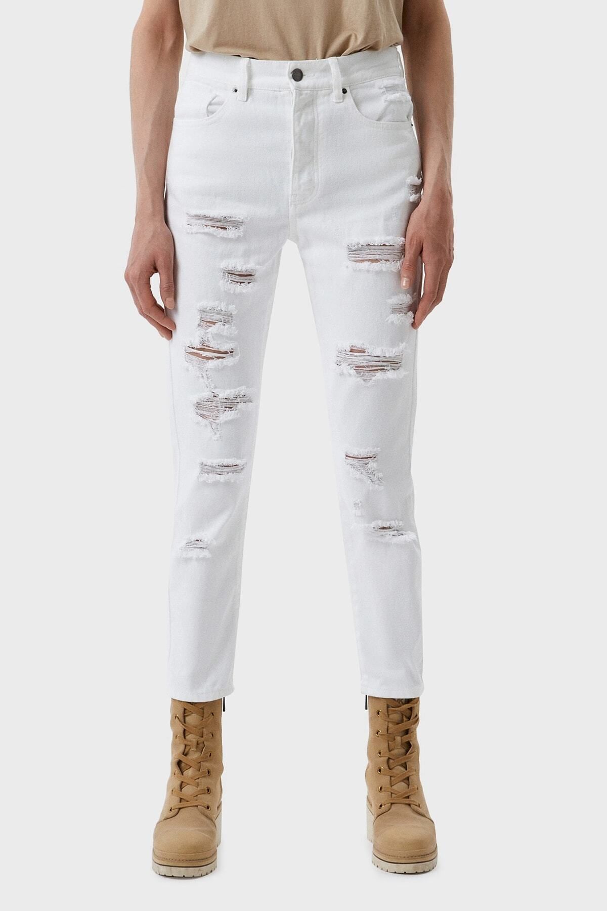 شلوار جین سفید مردانه کمر بلند پنبه ای باریک و مناسب اشک J51 Jean Jeans 3Ryj51 Y1HRZ Armani Exchange