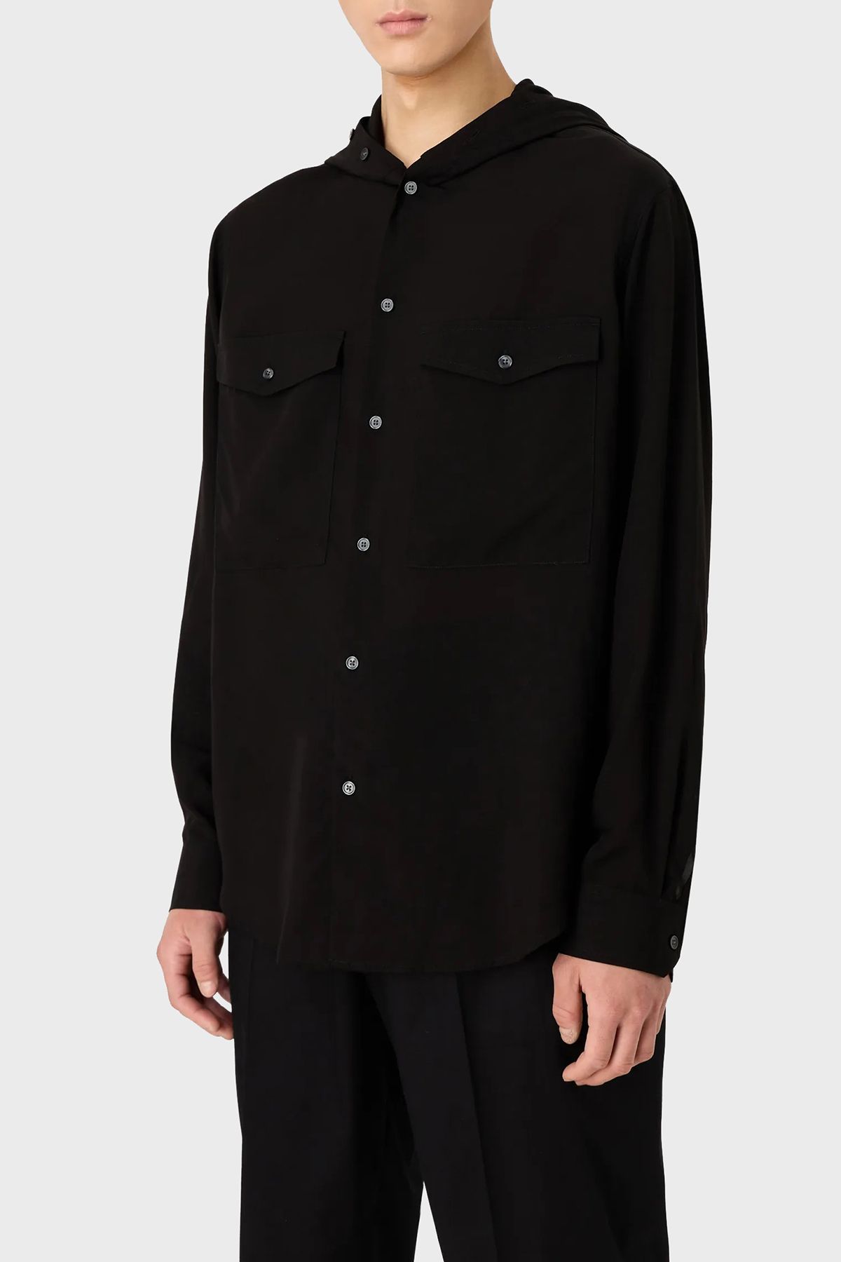 پیراهن مردانه کلاهدار Relaxed Fit SHIRT 3D1CG5 1NKGZ 0999 Emporio Armani