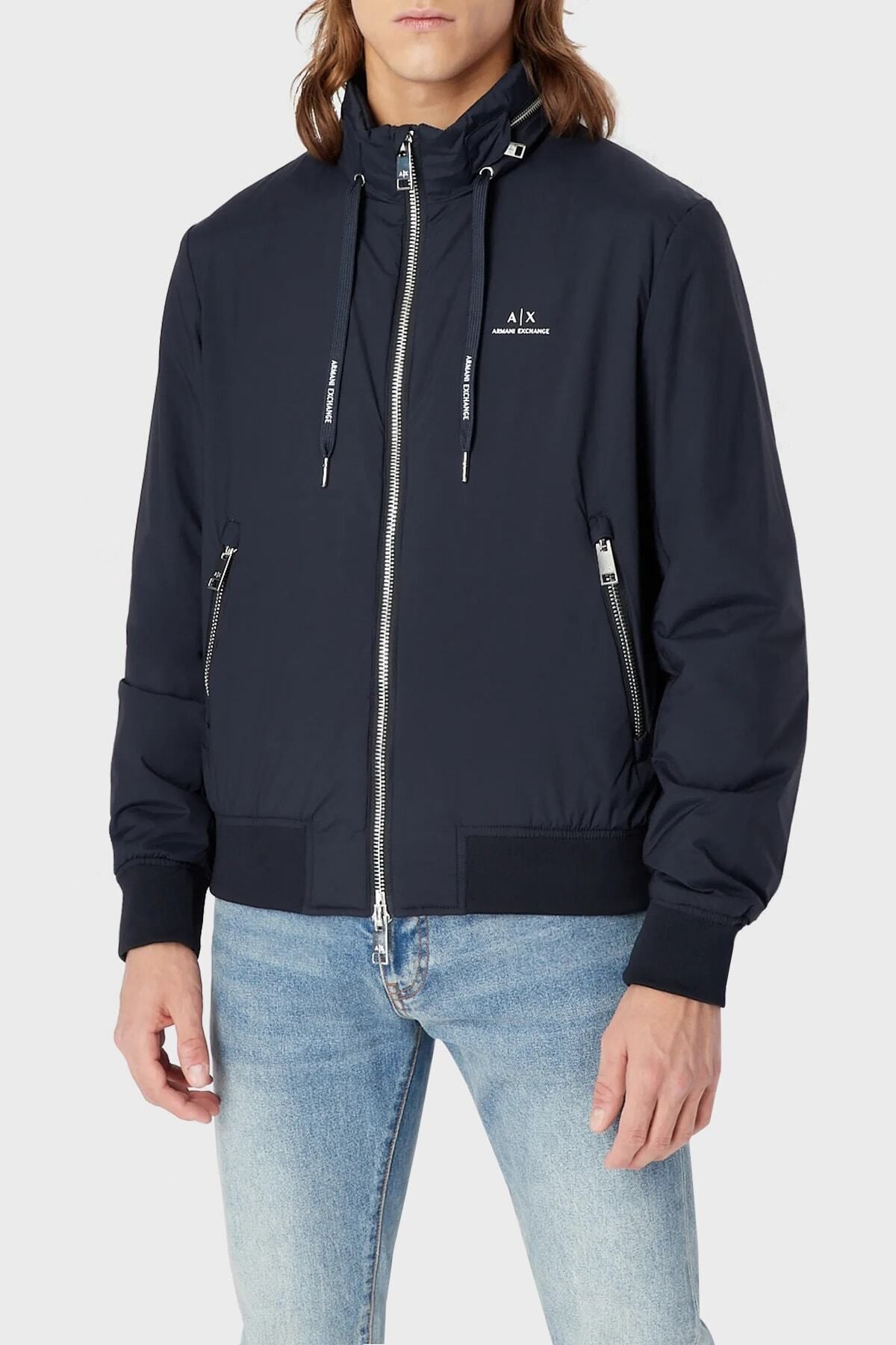 مانتو منظم کلاهدار مخفی با لوگو کت مردانه 8nzb60 Zn97z 1583 Armani Exchange