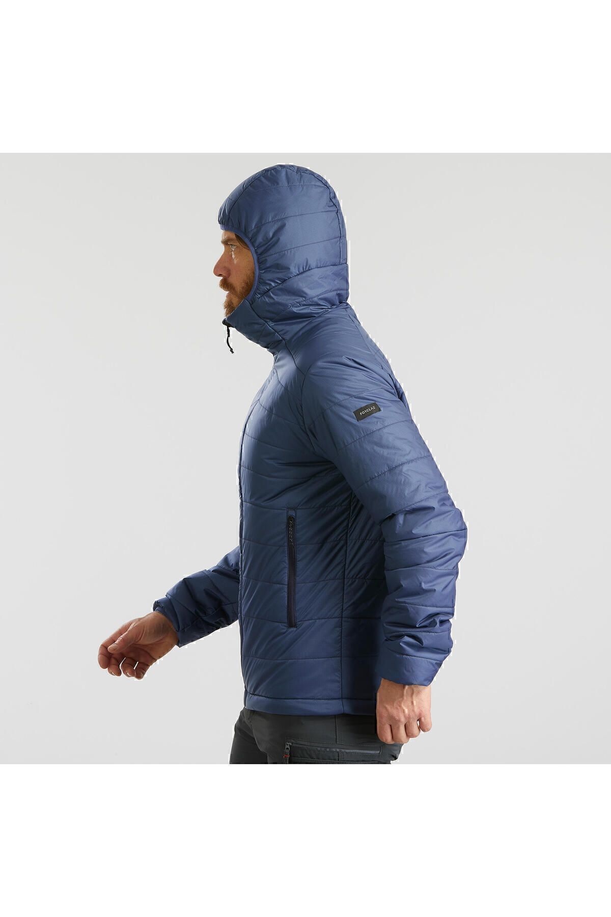 کاپشن ورزشی خاکستری مردانه كاپشن پافر كلاه دار مدل forclaz mt100 Decathlon
