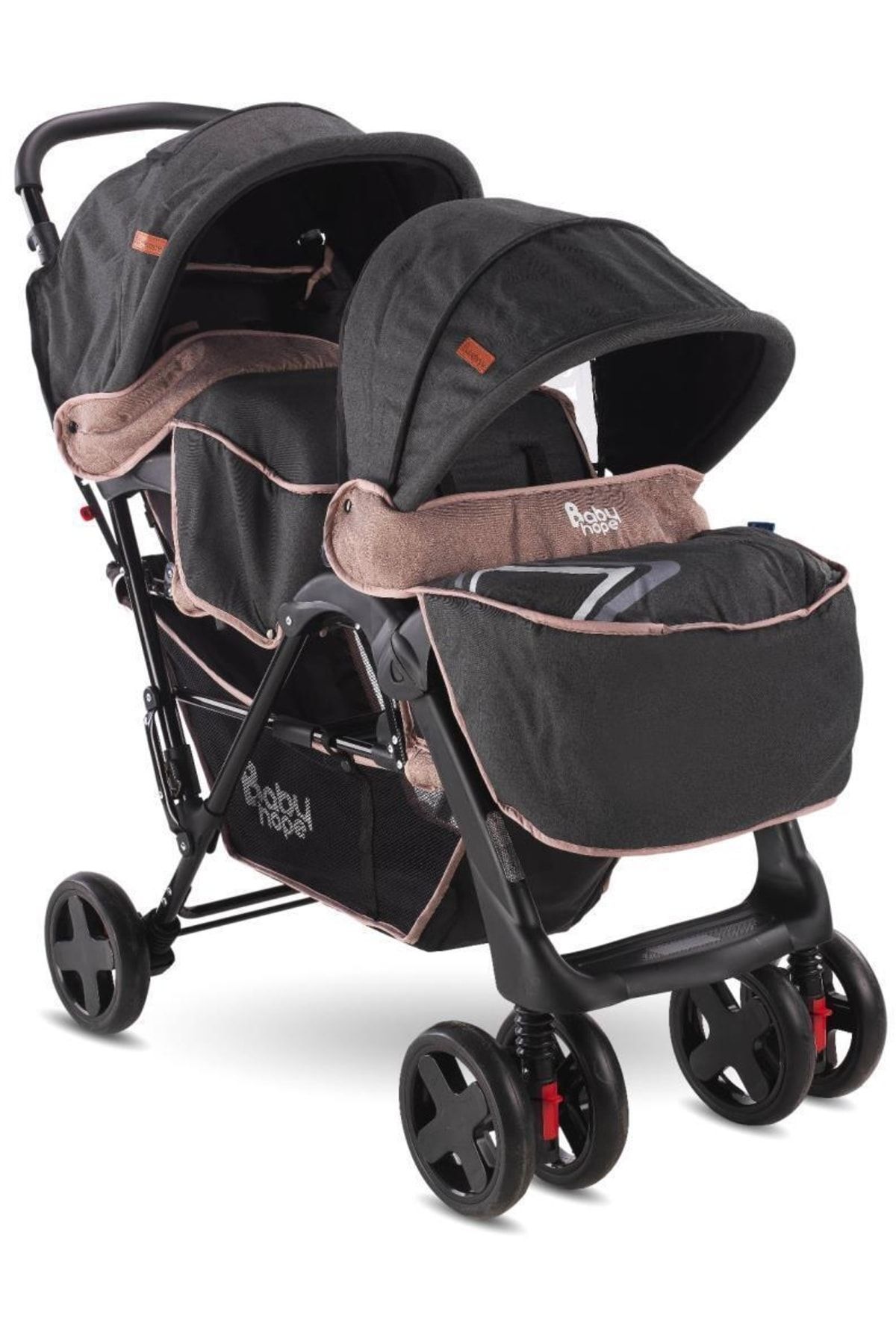 Babyhope P-738 Ikiz Puset | Arka Arkaya Ikiz Bebek Arabası Füme