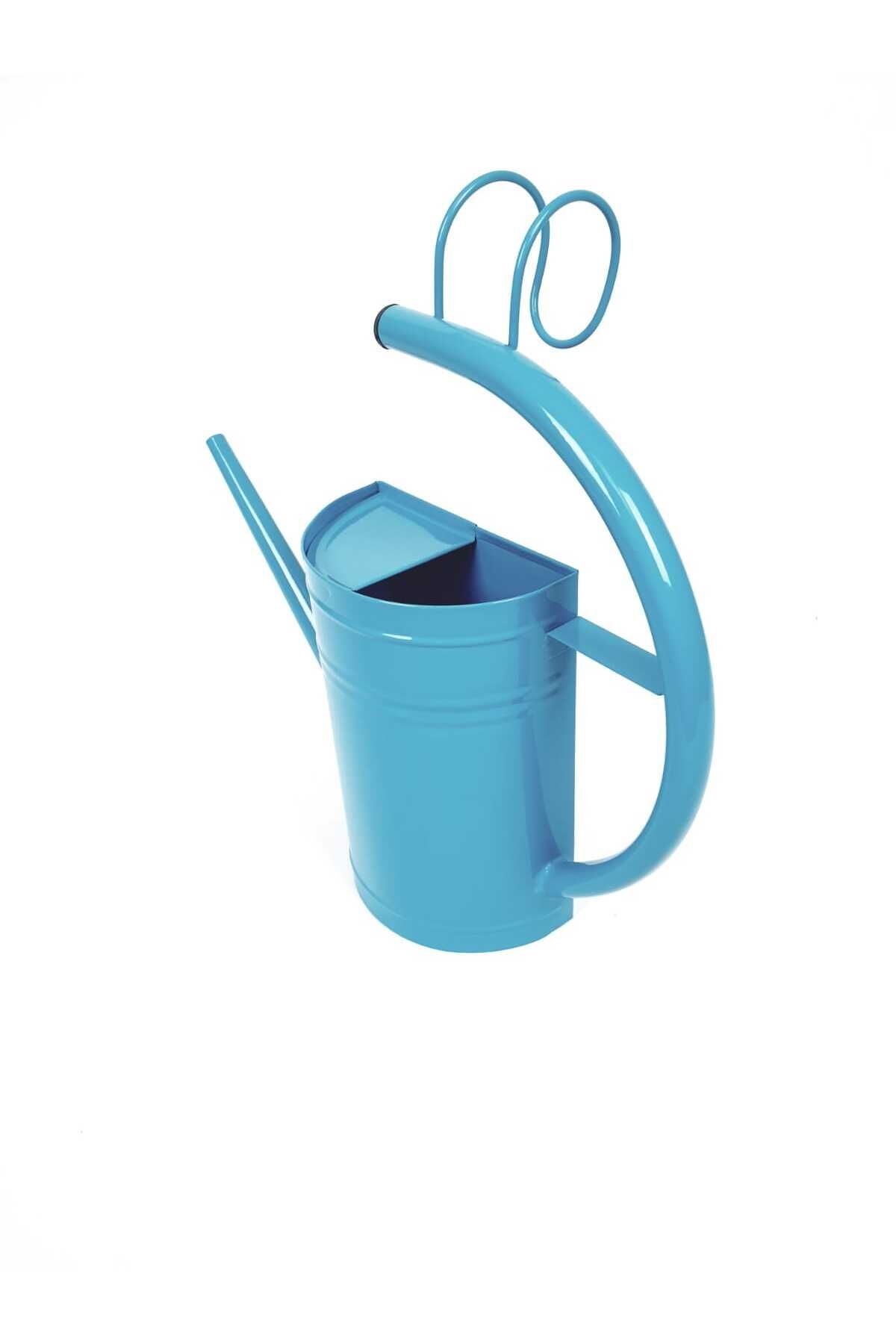 Çok Amaçlı Metal Askılı Çiçek Sulama Kabı Çiçeklik 1,5 Litre Mavi 7