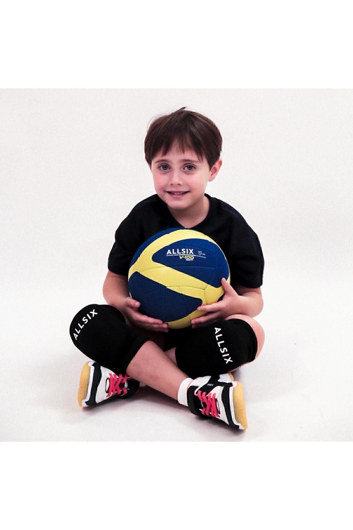 توپ والیبال آبی ALLIIX زرد 200 220 گرم سن 6 9 V100 نرم اورجینال Decathlon