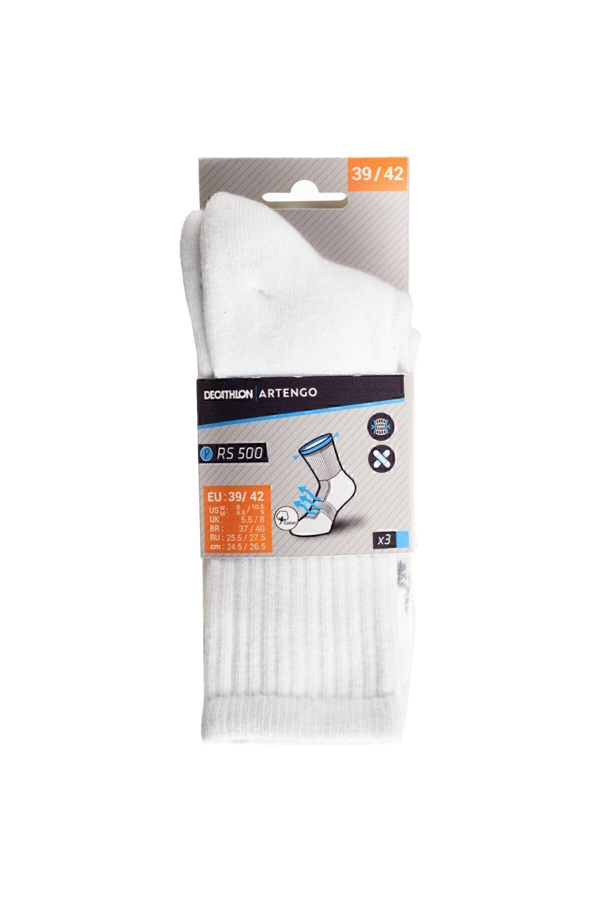 Artengo Tenis Çorabı - Uzun Konçlu - 3lü Paket - Beyaz - Rs 500