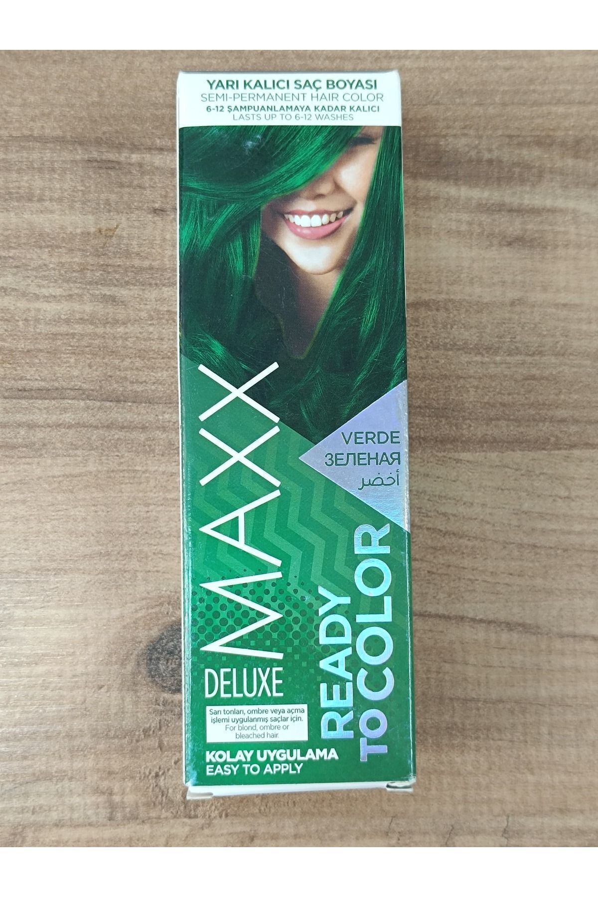 رنگ مو سبز مردانه و زنانه آماده برای آمیزی موهای نیمه دائمی MAXX DELUXE