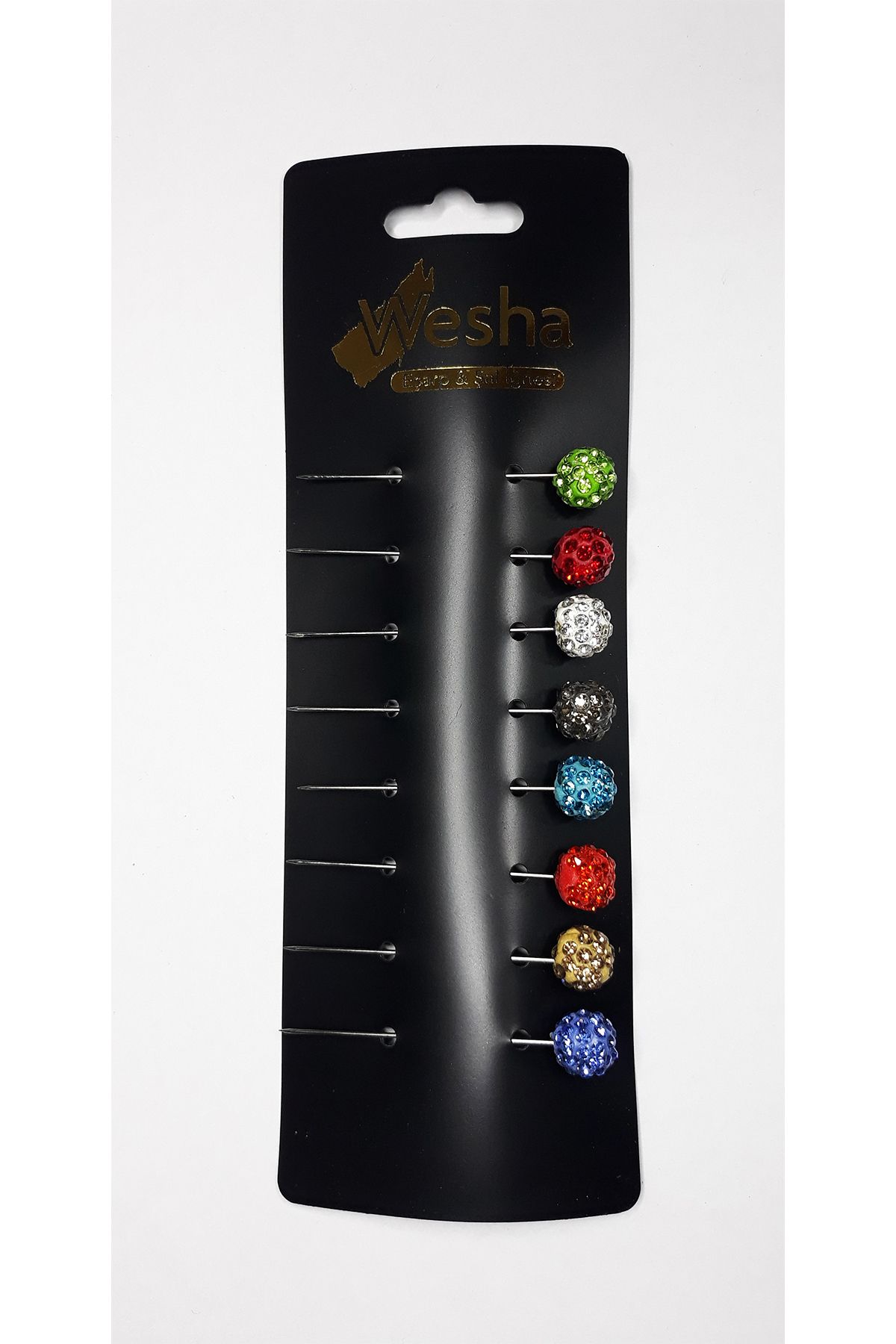 Premium Karışık Renkli, Taşlı Eşarp İğnesi 8 Adet