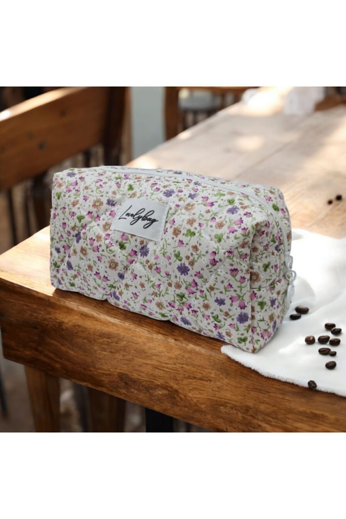 کیف آرایش گل صورتی بزرگ LOVELYBAG
