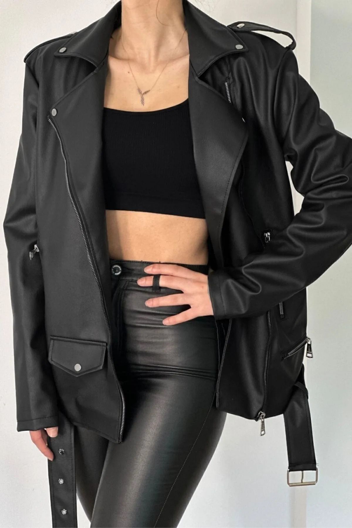 Oversize Kadın Deri Ceket