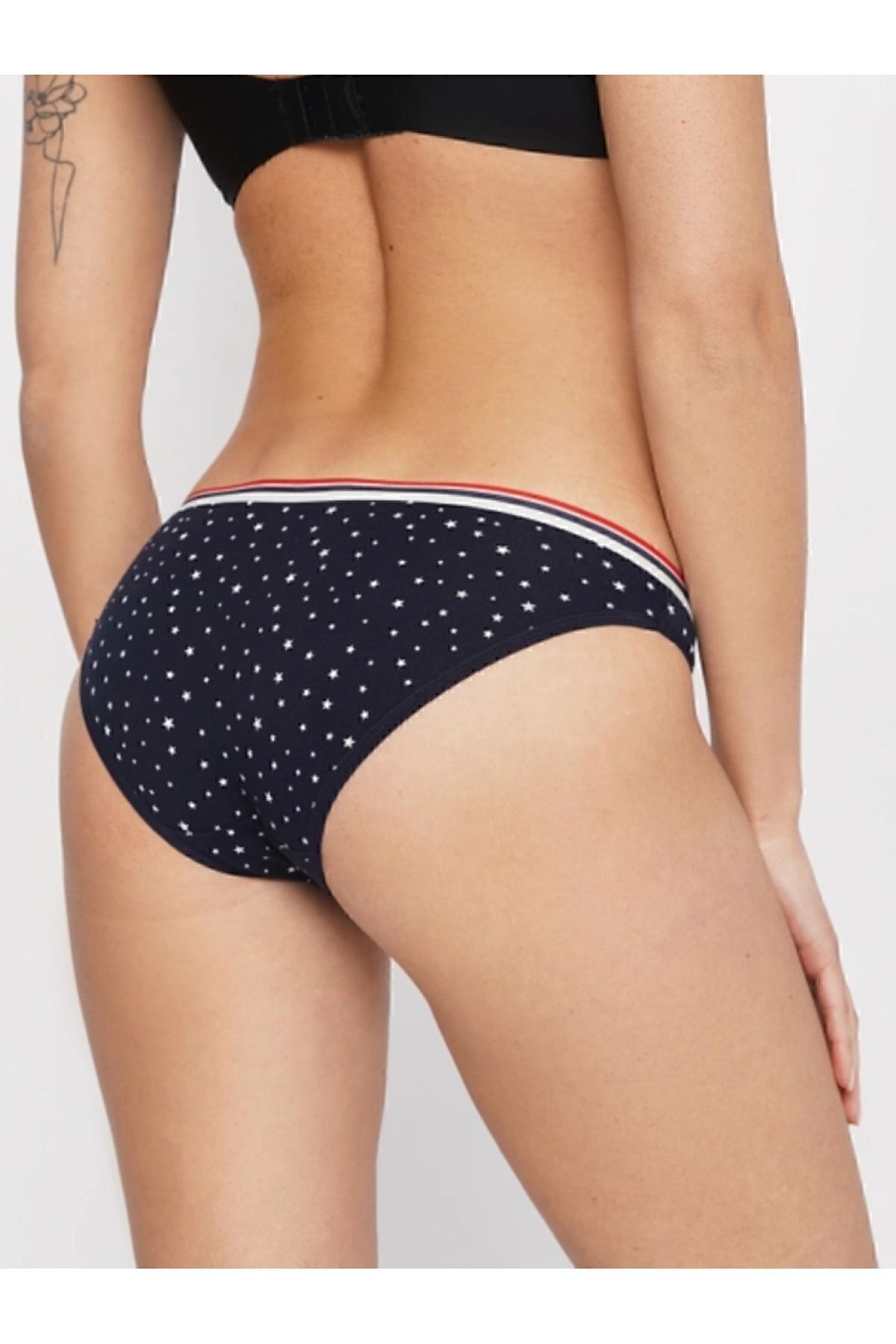 U.S. Polo Assn.-Női 3 csomagos pamut lycra piros csíkos csillagmintás csúszóbugyi 5