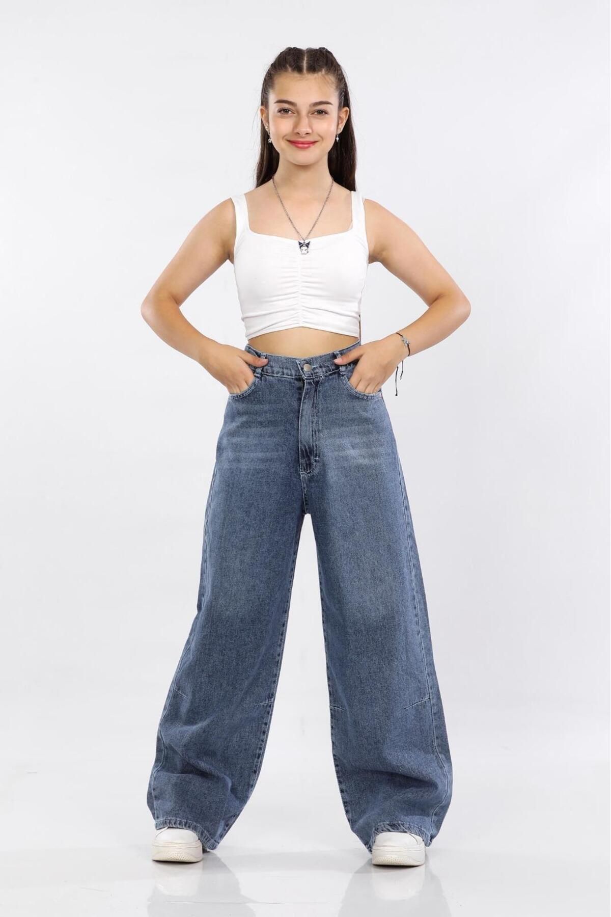 Kız Çocuk Baggy Kot Jean Pantolon
