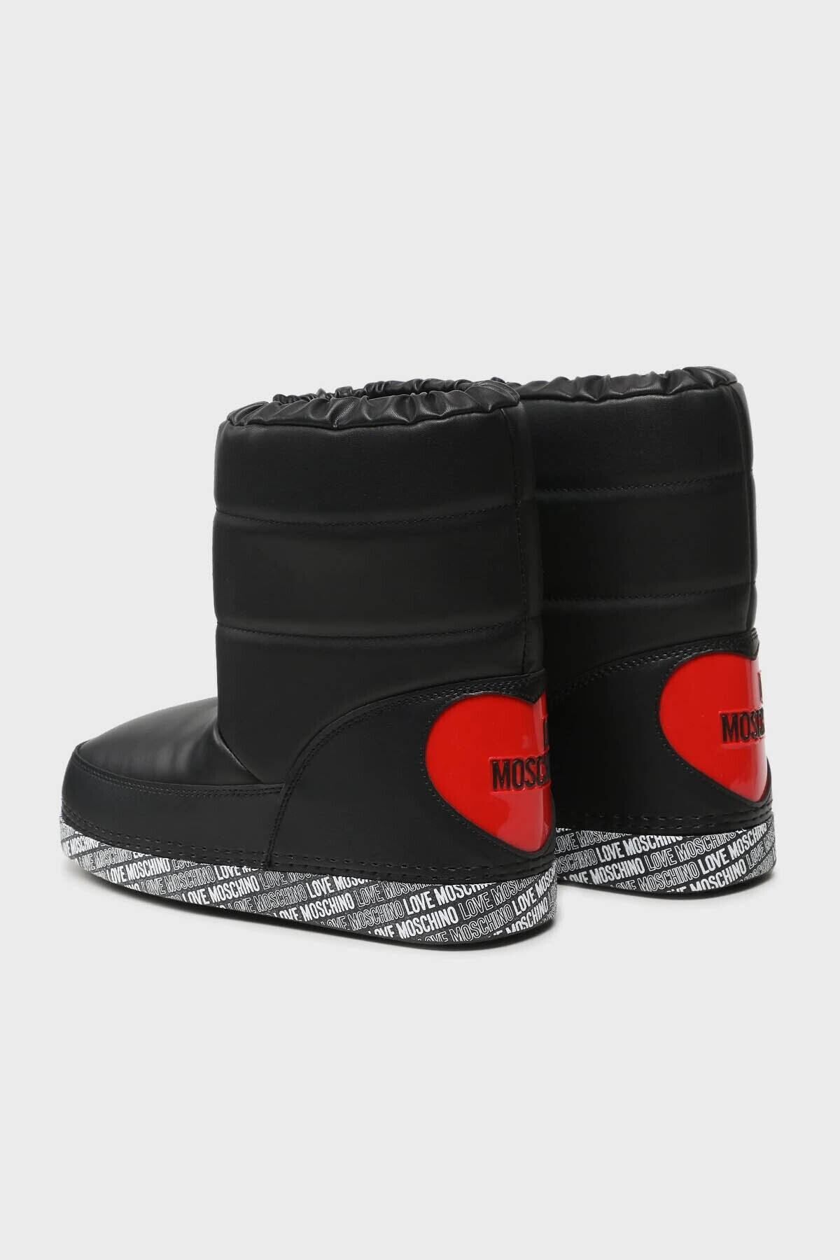 چکمه برفی مشکی زنانه سیاه آب لوگوی مقاوم در برابر بوت Moschino Love Moschino