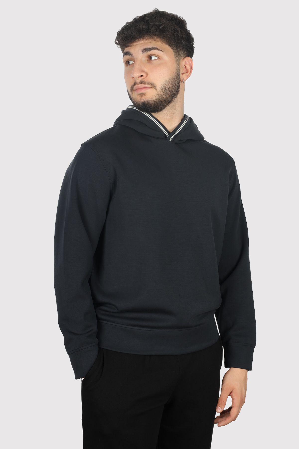 سوئیشرت آستین بلند نخی سرمه ای با لوگو مردانه 6D1M99 1JRRZ-0920 Emporio Armani