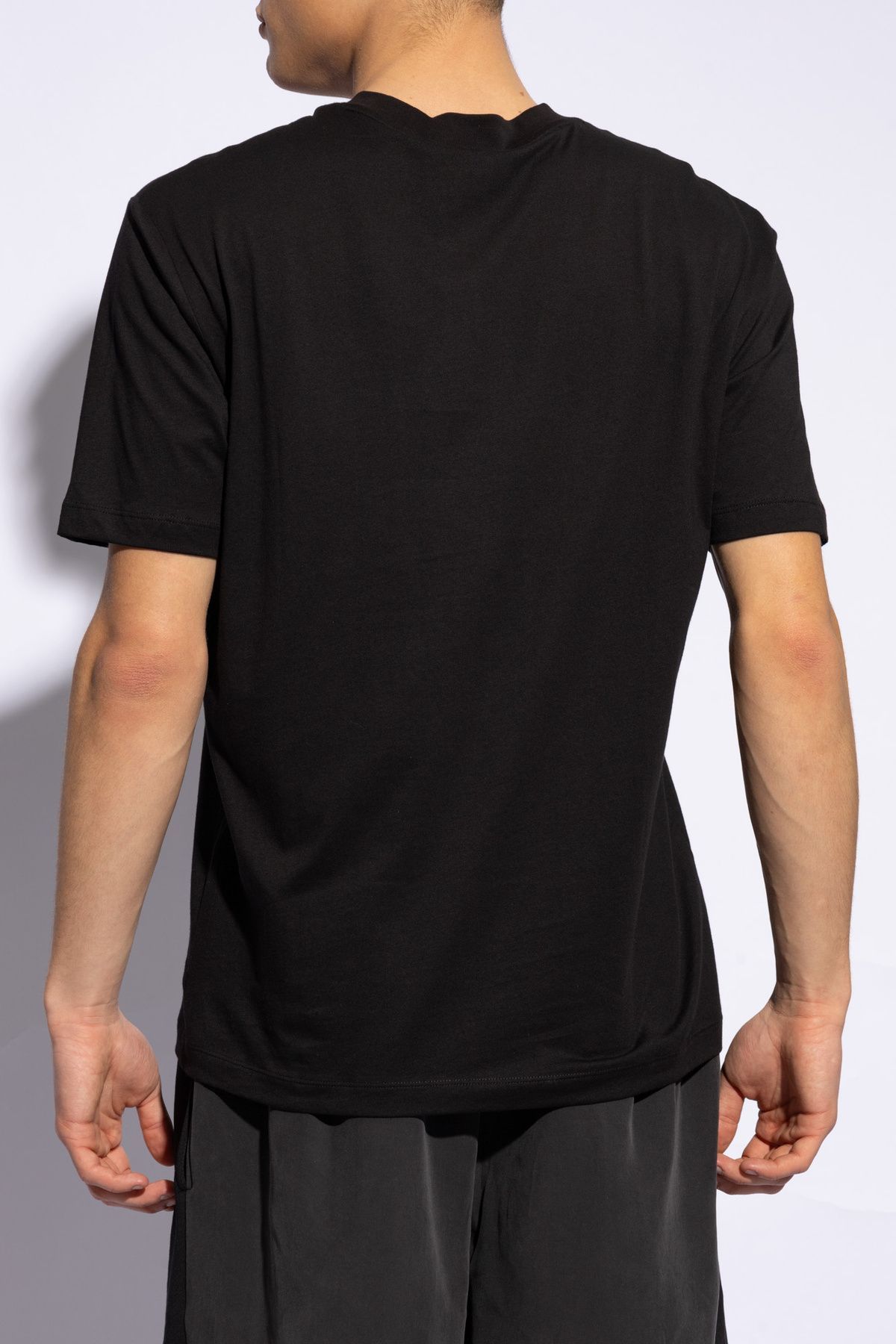 تیشرت مردانه قد کوتاه نخی و کوتاه کسوال مشکی 1 3D1TG3 1JPZZ-0057 Emporio Armani
