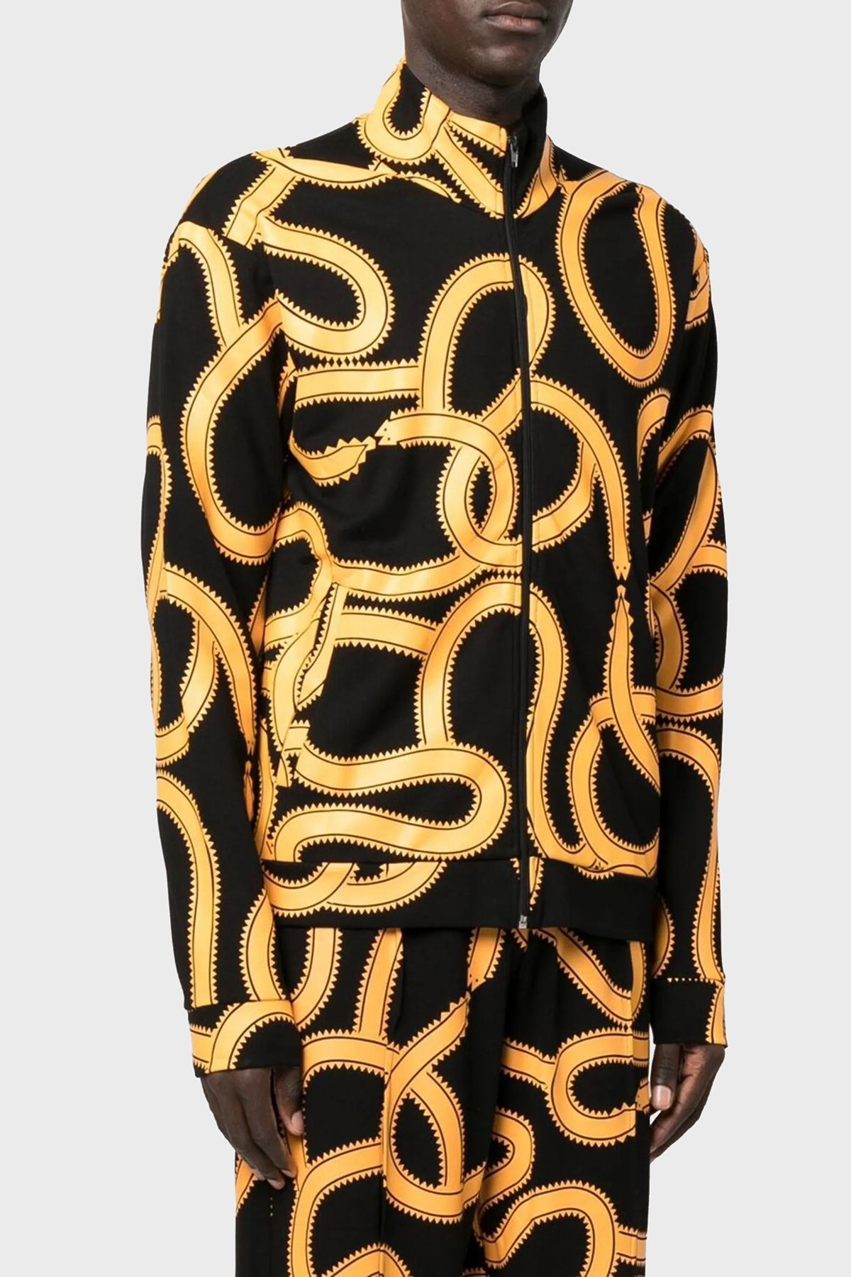 ژاکت یقه زیپی طرحدار مار ژاکت مردانه CMBD007F22JER0011016 Marcelo Burlon