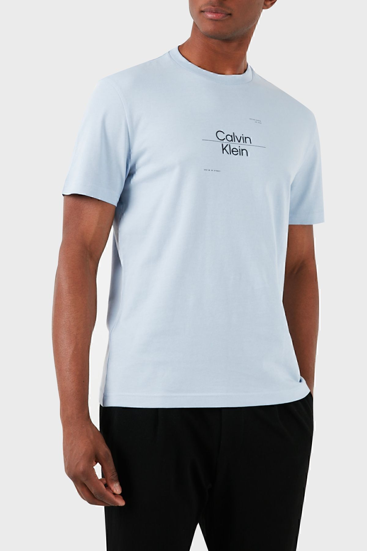 تی شرت آبی مردانه پنبه معمولی مناسب دوچرخه Yaka Tring Calvin Klein