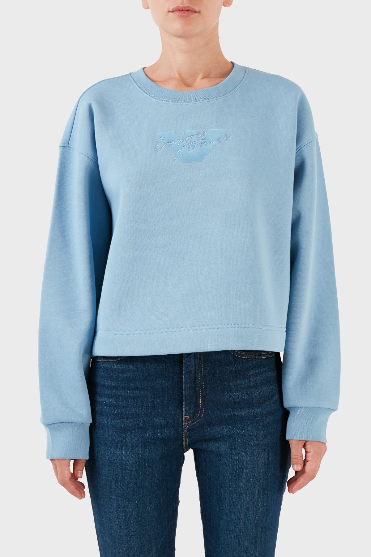 امپوریو آرمانی Cotton Relaxed Fit Crew Neck Crop Sweat SWEAT 6R2M7L 2JTDZ 0712