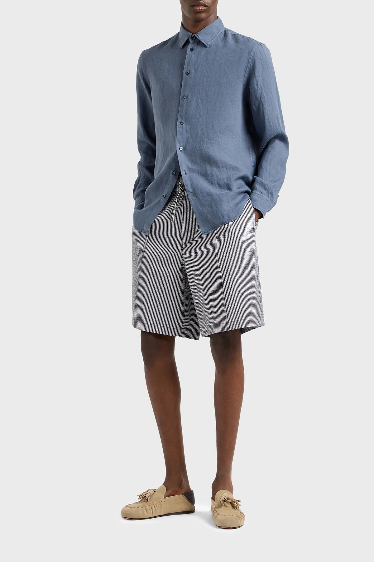 لباس کوتاه مردانه Striped Seersucker Relaxed Fit SHORT 3D1PE2 1NPIZ 06F8 Emporio Armani