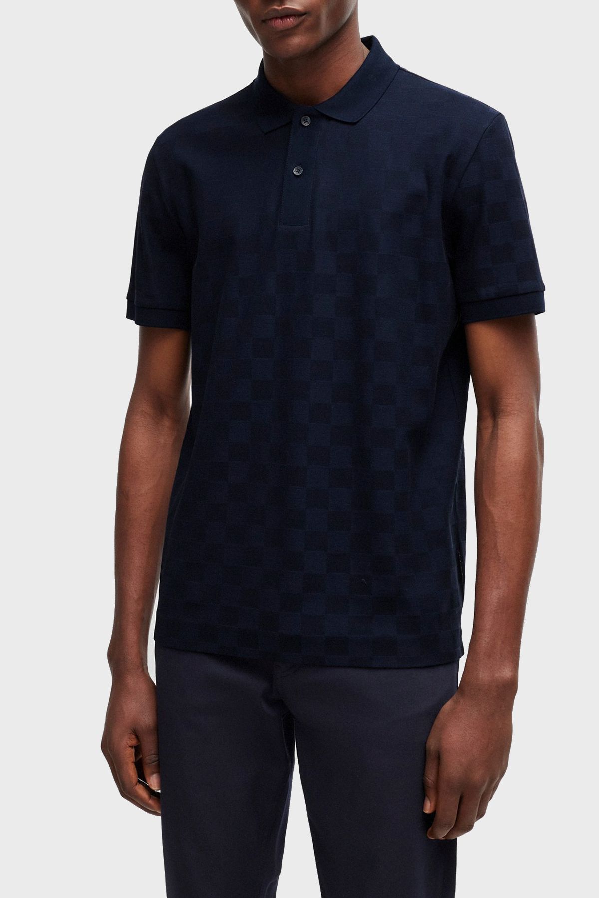 تی شرت یقه پولو آبی مردانه Merseriz Cotton معمولی مناسب چوگان Yaka Tring 's Polo 404 BOSS