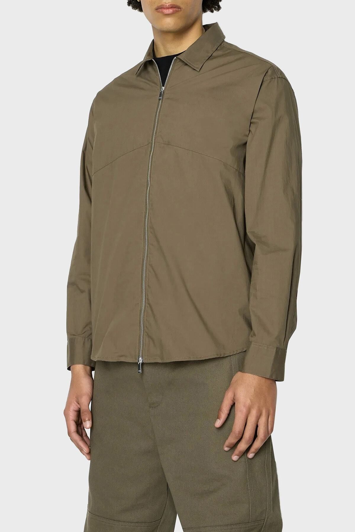 پیراهن / بلوز دکمه دار سبز مردانه کشیده شده با لباس مناسب پنبه 6rzcl6 ZN2VZ 1784 Armani Exchange
