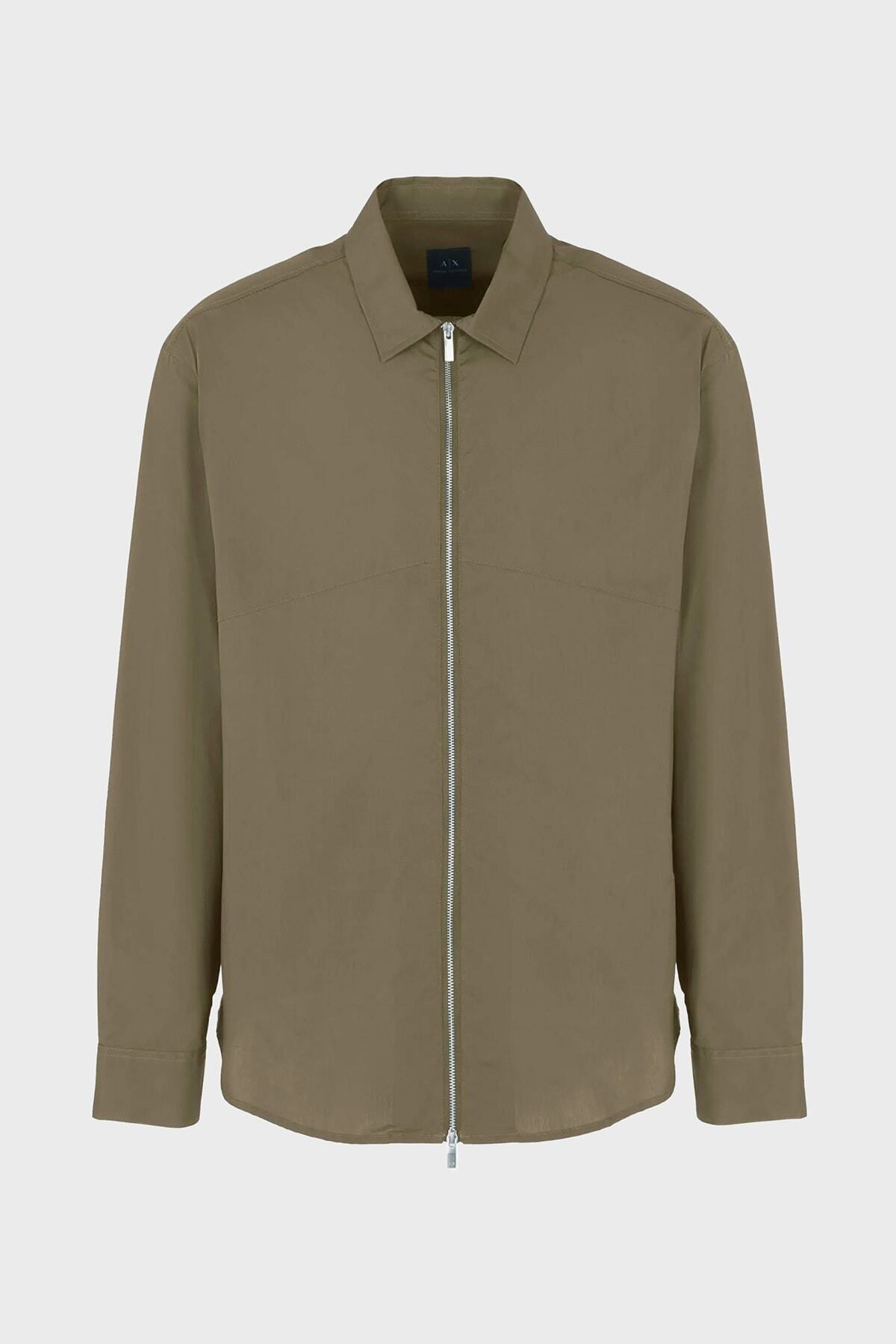 پیراهن / بلوز دکمه دار سبز مردانه کشیده شده با لباس مناسب پنبه 6rzcl6 ZN2VZ 1784 Armani Exchange