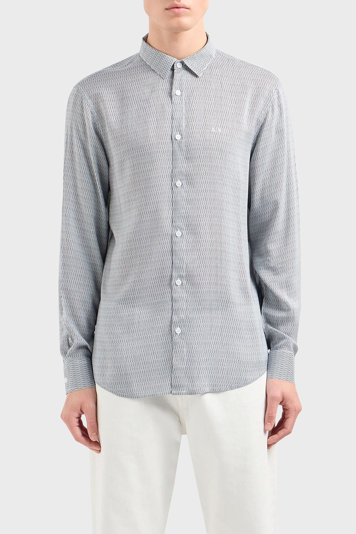 پیراهن / بلوز دکمه دار خاکستری مردانه مناسب 3DZC48 ZnRNZ 71BA Armani Exchange