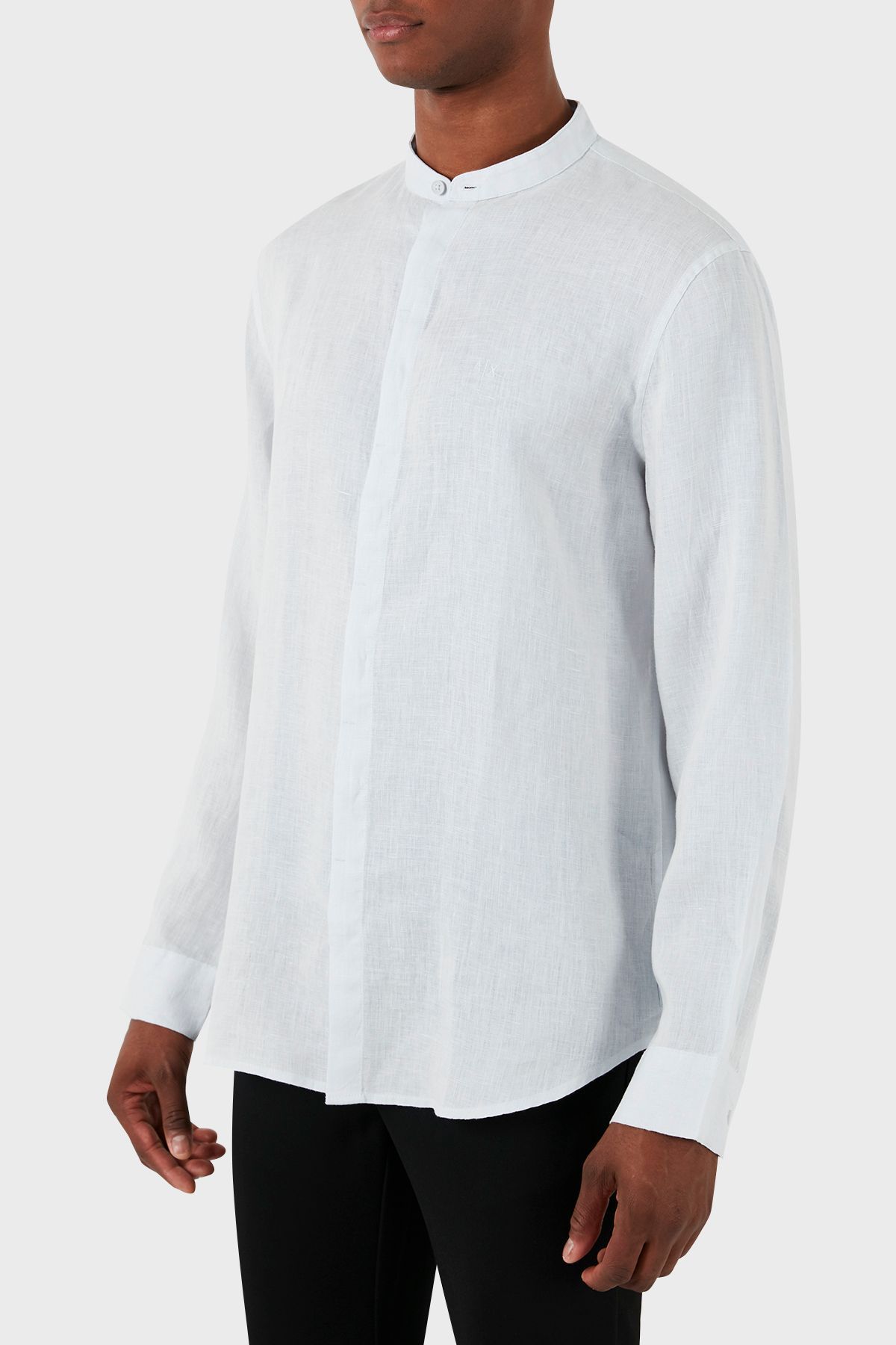پیراهن / بلوز دکمه دار آبی مردانه 100 ٪ یقه غالب کتانی 8NZC66 ZNCFZ 15CZ Armani Exchange