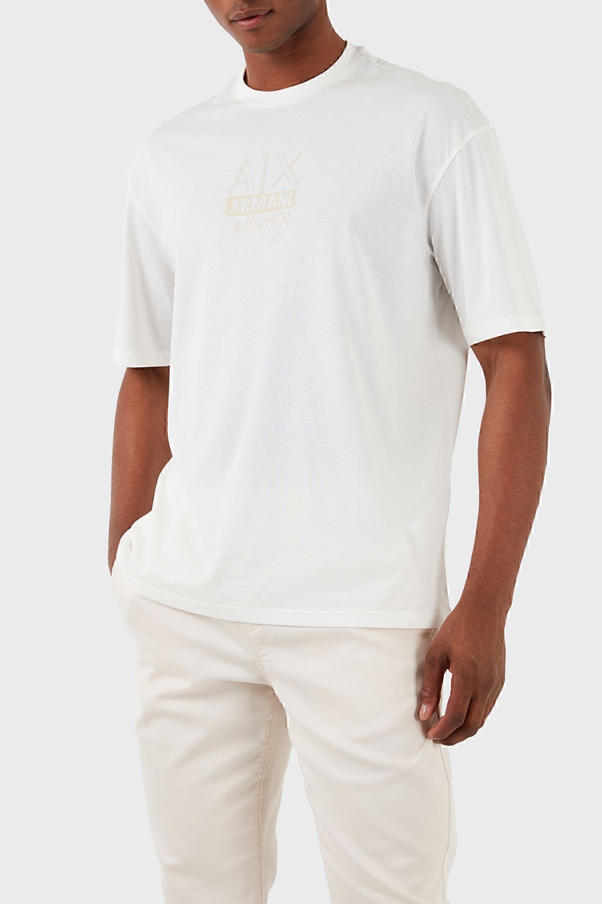 تی شرت سفید مردانه پنبه تطبیق یقه پیراهن 3dzthn zj8ez 1116 Armani Exchange