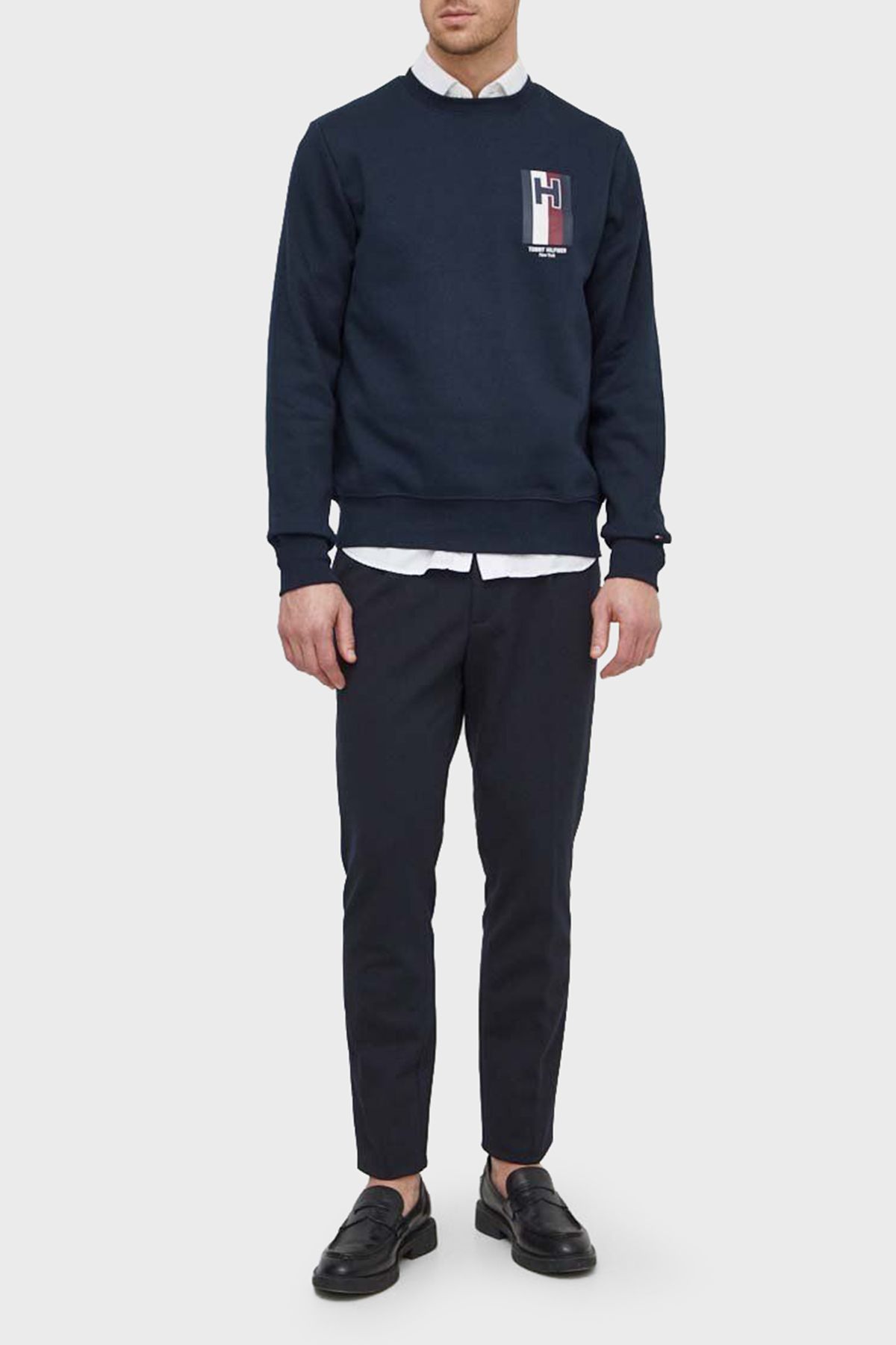 شلوار آبی مردانه مناسب کمر معمولی با جیب های آرم MW0MW33928 DW5 Tommy Hilfiger