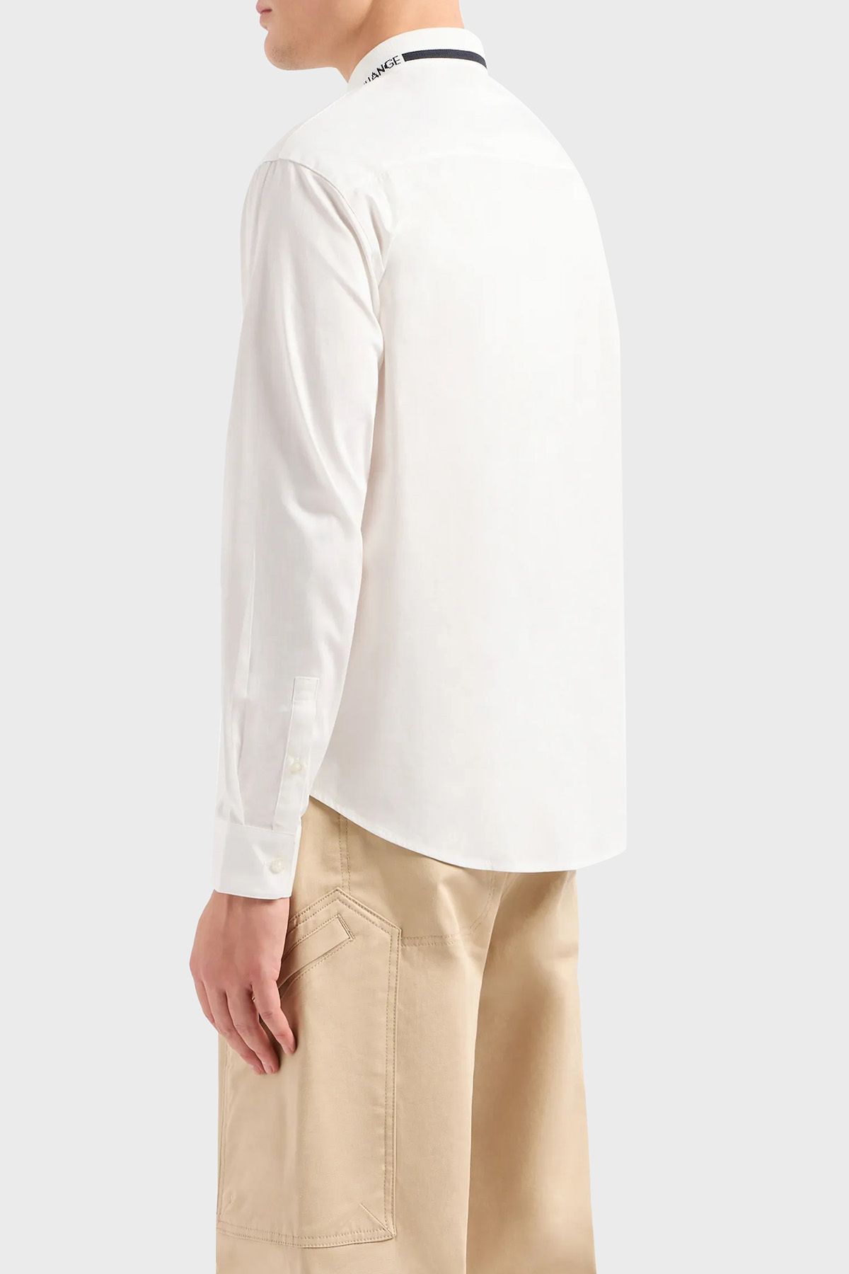 پیراهن / بلوز دکمه دار سفید مردانه پنبه معمولی مناسب 3DZCL6 ZN10Z 1116 Armani Exchange
