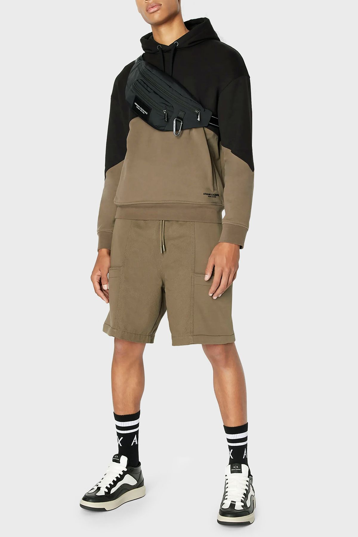 سویشرت مشکی مردانه 100 ٪ پنبه معمولی مناسب عرق 6rzmlb zj4xz 22CF Armani Exchange