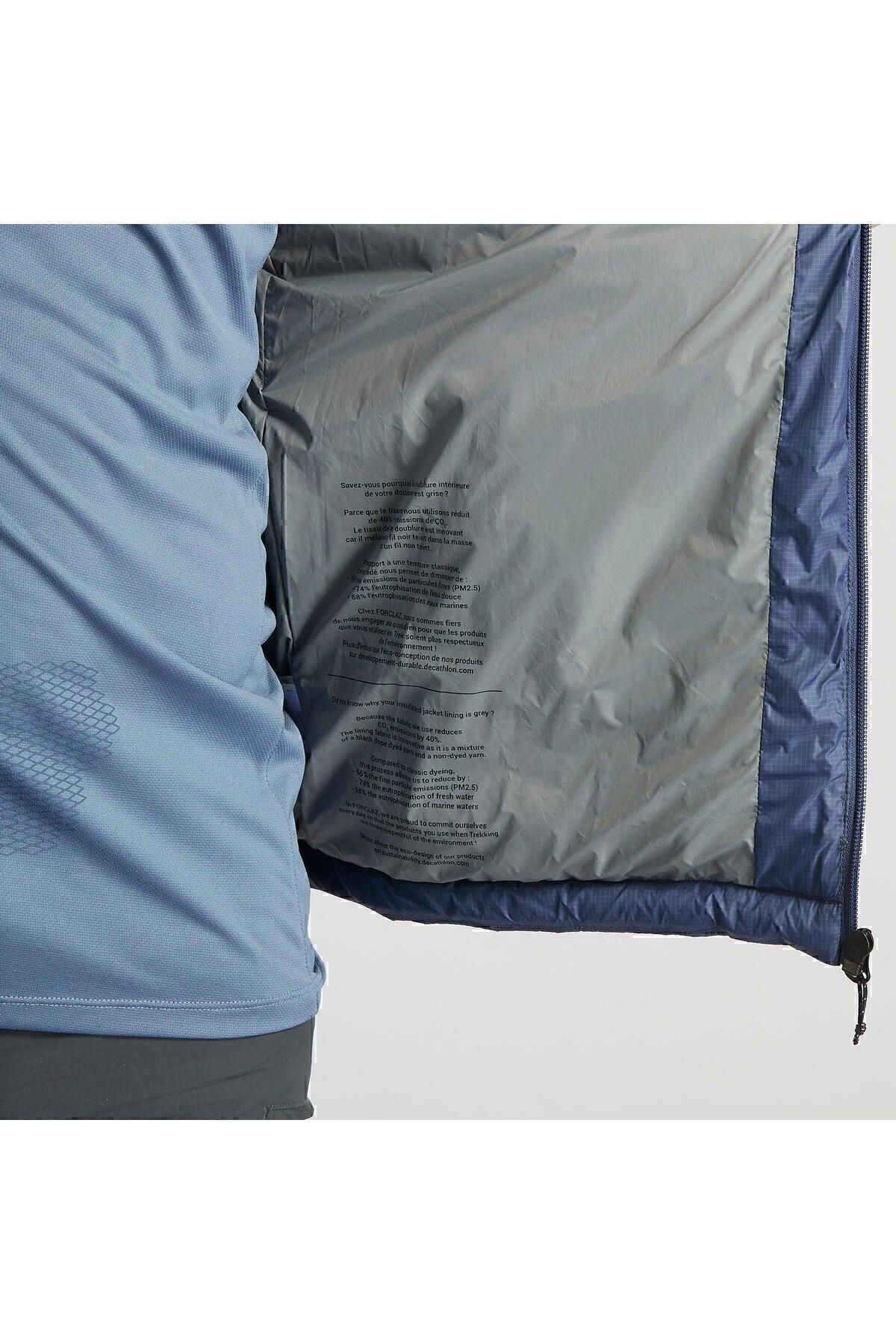 کاپشن ورزشی خاکستری مردانه كاپشن پافر كلاه دار مدل forclaz mt100 Decathlon