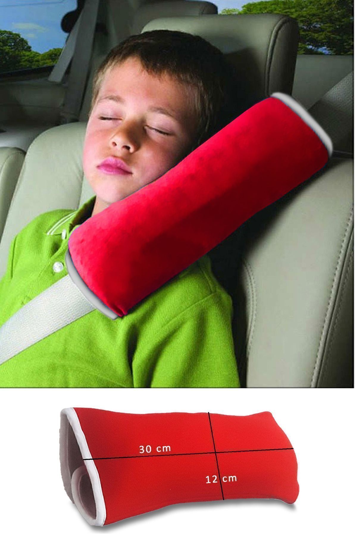 Bundeba-Seat Belt Sleeping Pad Vehicle Auto Pillow Auto Safety Belt Pillow Child Vehicle Pillow Red 1