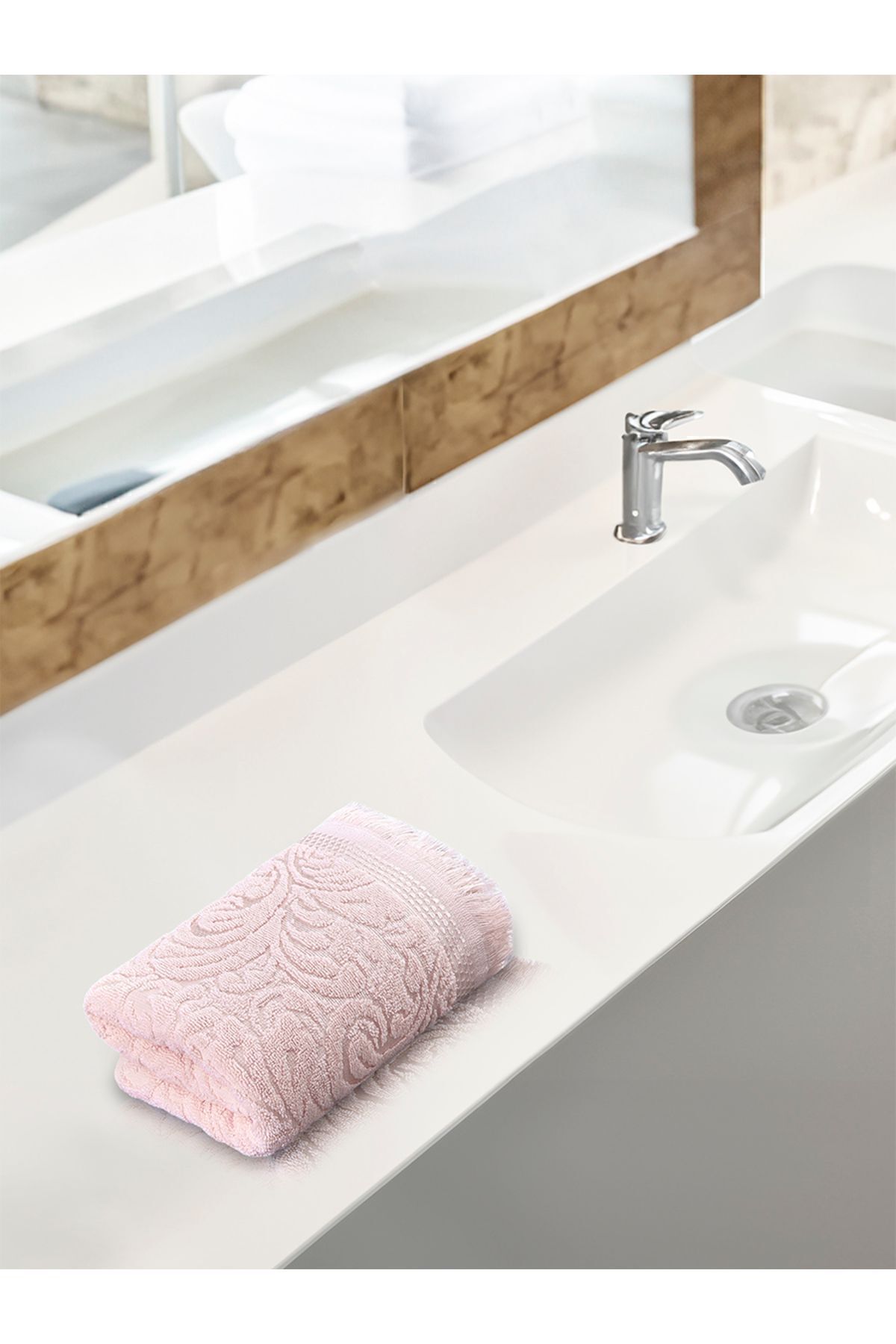 حوله آشپزخانه صورتی صورت Esra Jacquard 50x90 سانتی متر ماهی قزل آلا Karna Home