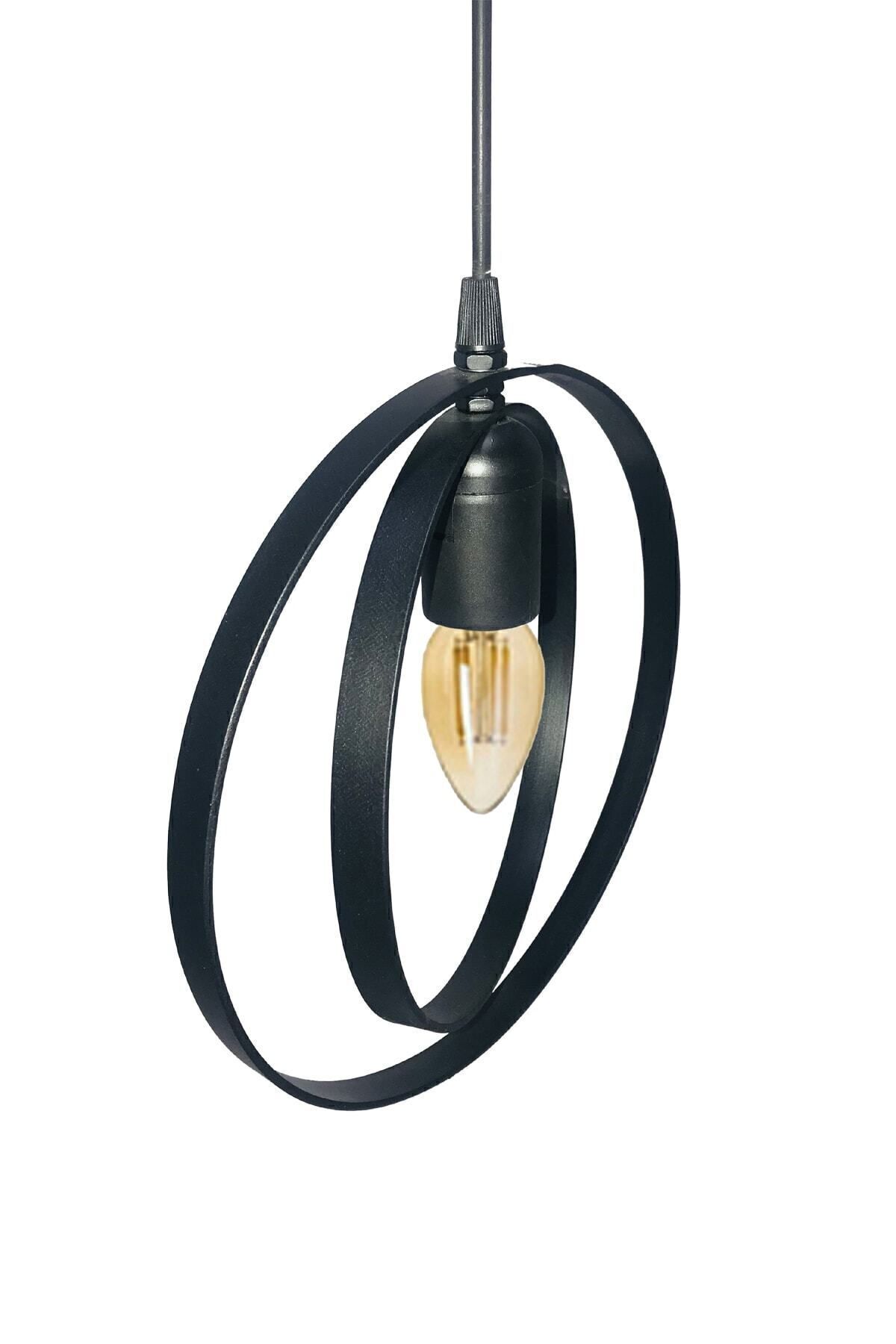Bundera-Runden Chandelier Black Metal Pendant Lamp Wrought Iron Retro Rustic Office Cafe Hotel Decorative Modern Ceiling Lamp 8