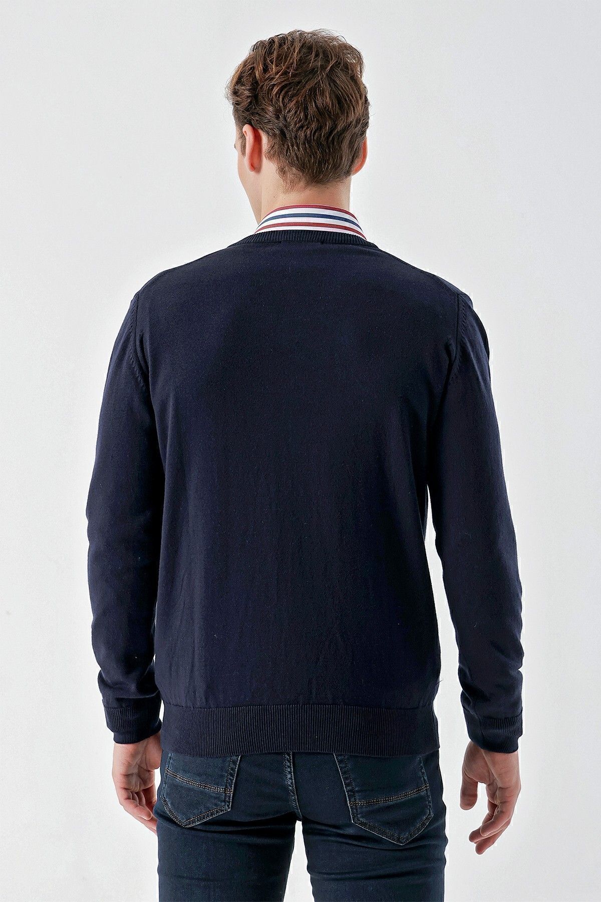 پلیور آبی مردانه NAVY V NECK FIT CUT Morven