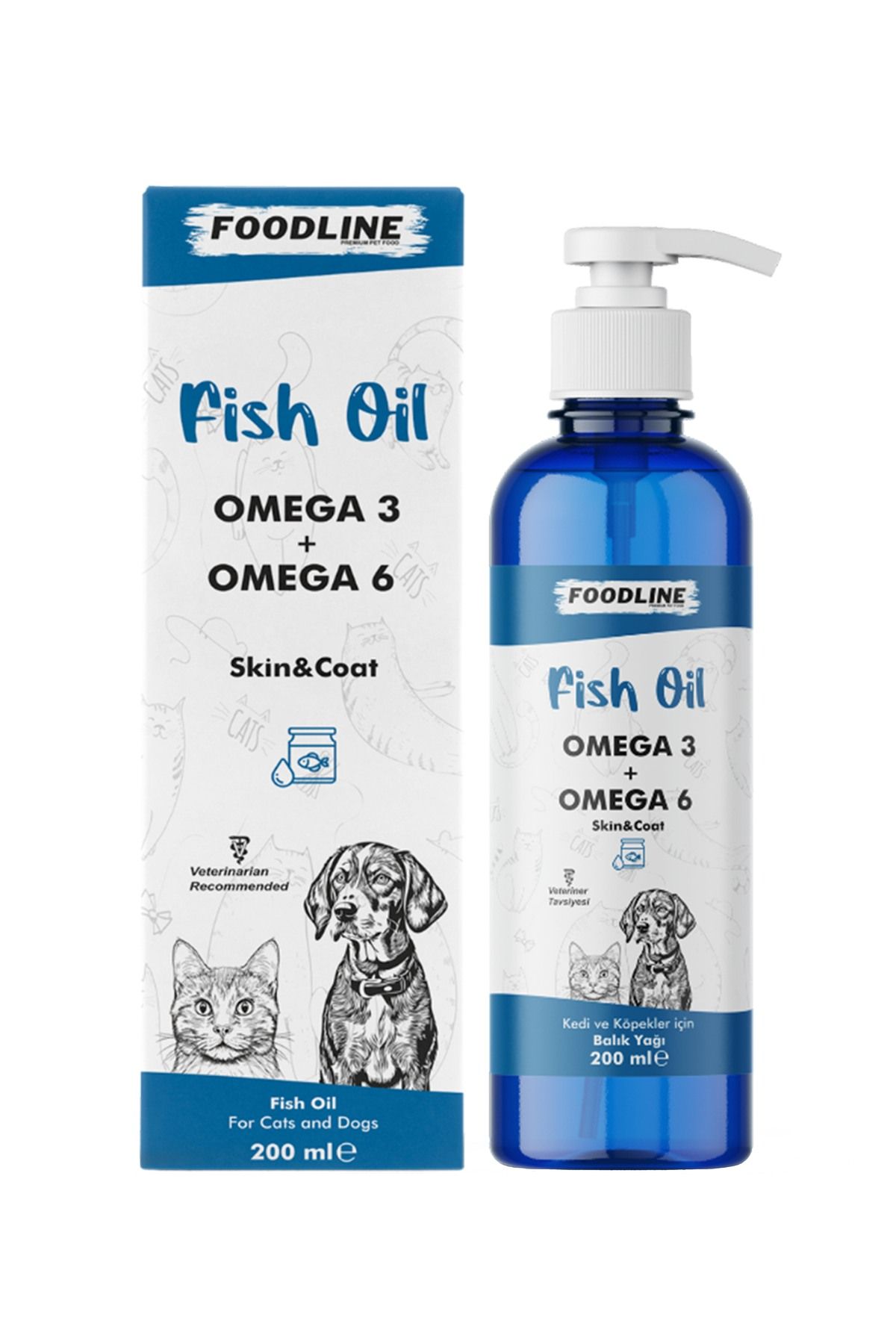 Foodline Fish Oil 200 Ml|omega 3&6 Içerikli Balık Yağı|kedi Ve Köpekler Için Tüy Ve Genel Sağlık Destekleyici