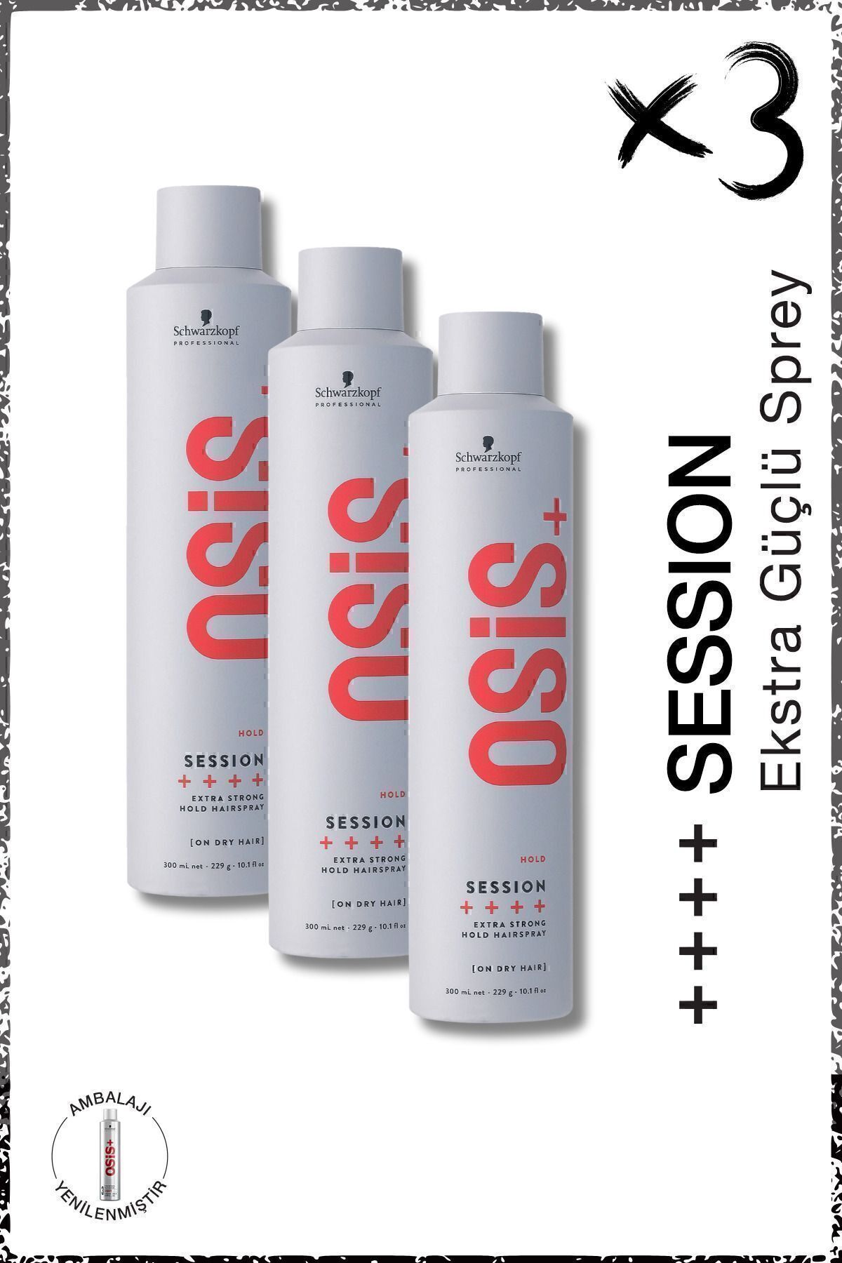 اسپری نگهدارنده Session Extra Strong 500ml x 3 عدد 