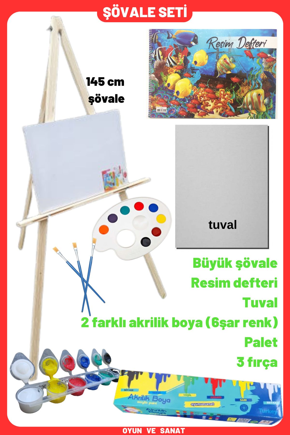 Şövale Resim Boyama Başlangıç Seti - (şövalye), Tuval, Tual Seti